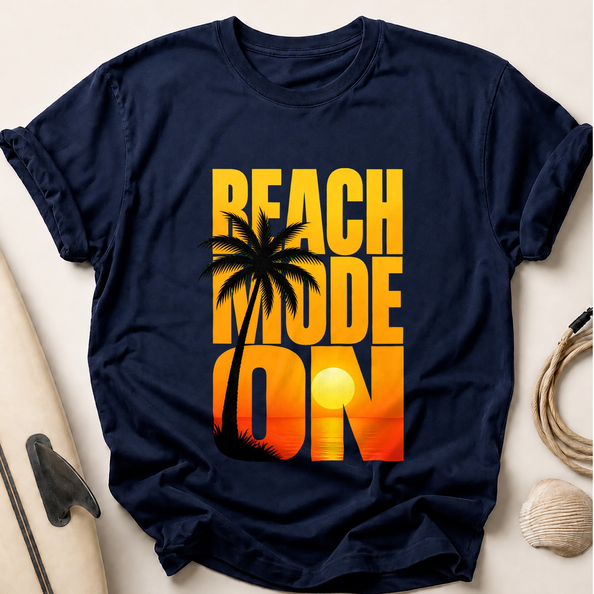 Beach Mode on Tropical Palm Summer Tee - Navy