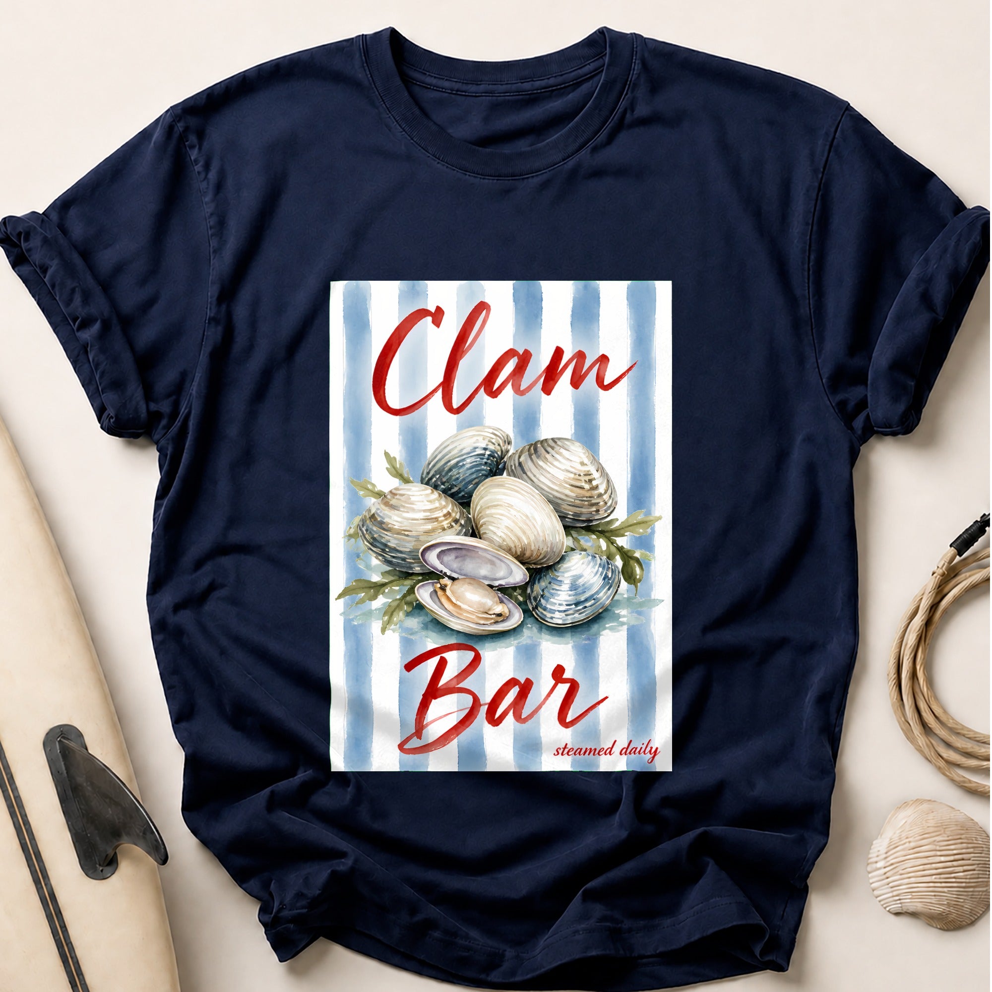 Clam Bar Steamed Seafood Casual Tee - Navy
