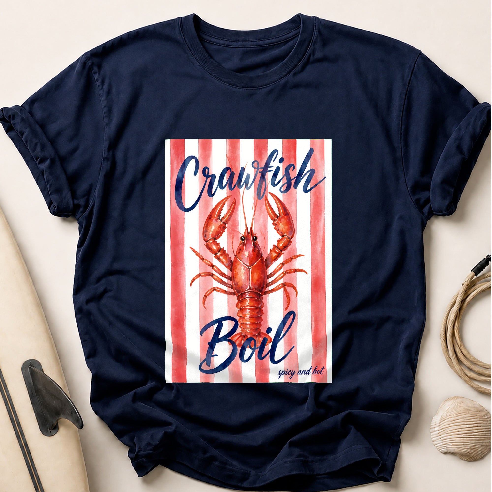 Crawfish Boil Spicy Hot Seafood Funny Tee - Navy