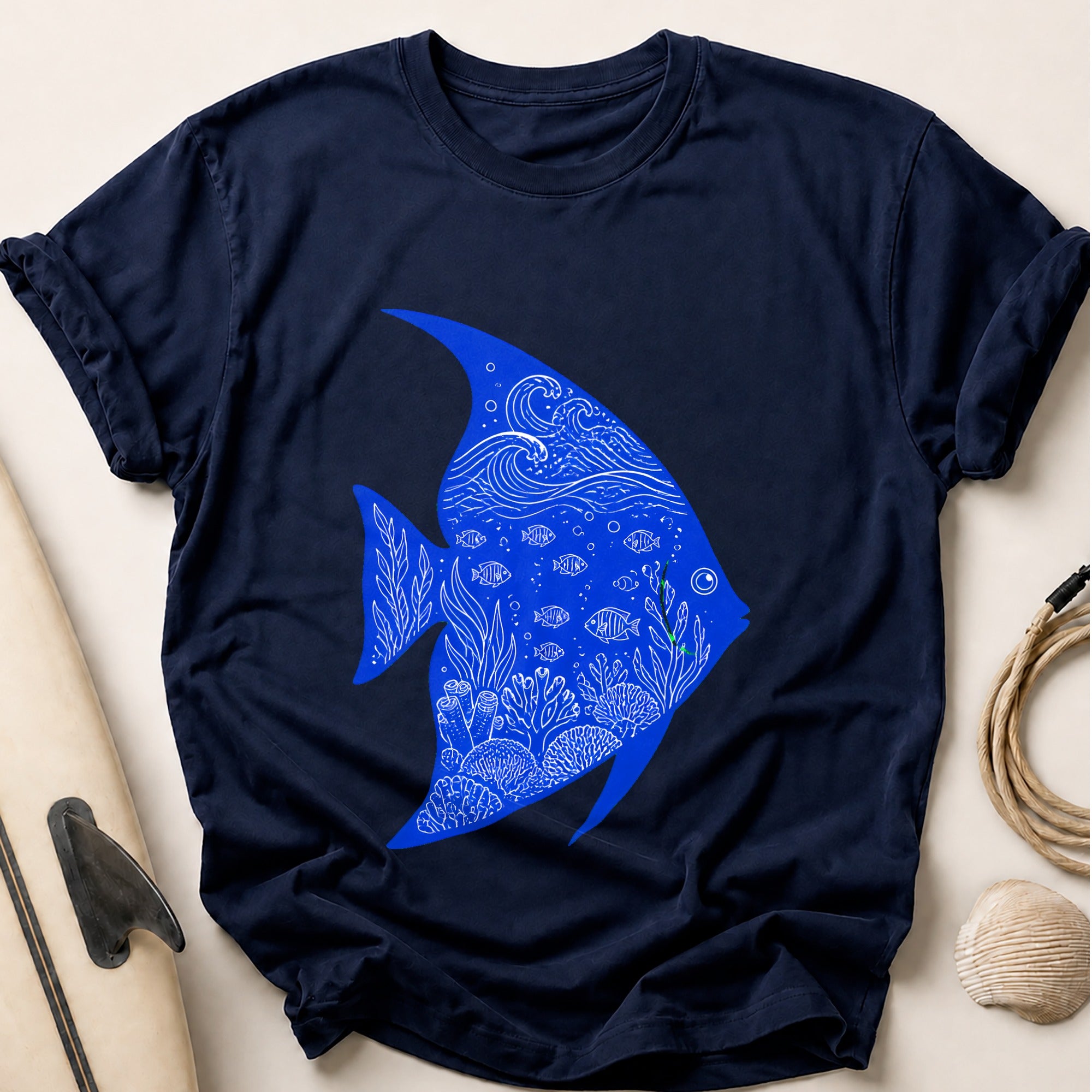 Fish Ocean Aquarium Underwater Tee - Navy