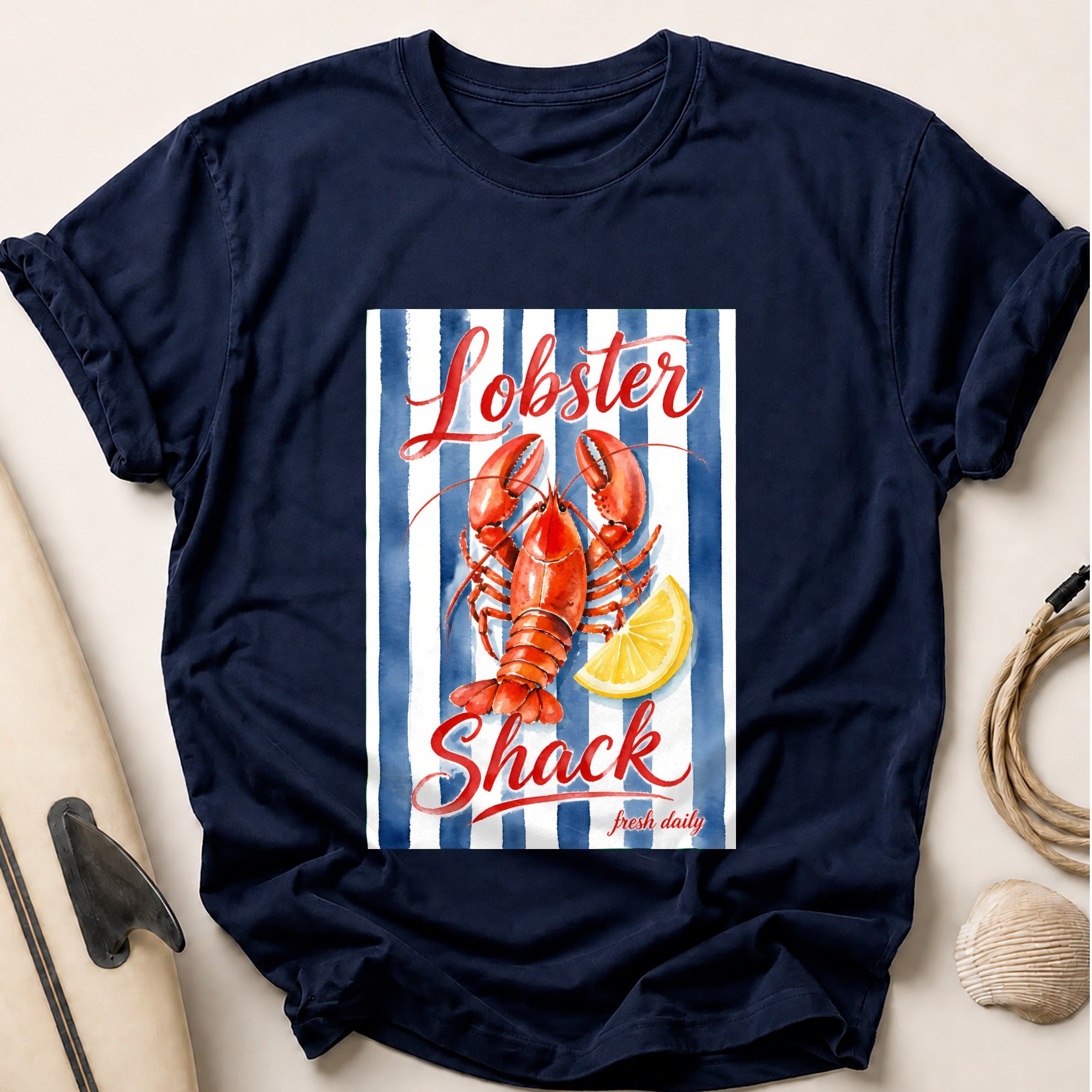Lobster Shack Seafood Restaurant Fresh Daily Tee - Navy