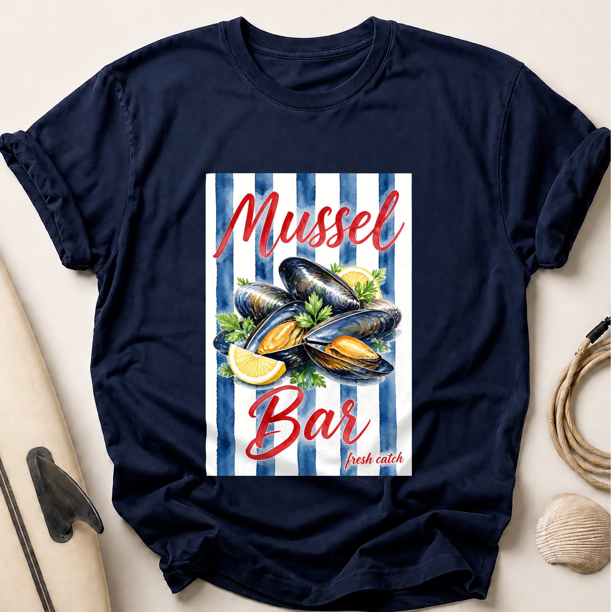 Mussel Bar Fresh Catch Seafood Restaurant Tee - Navy
