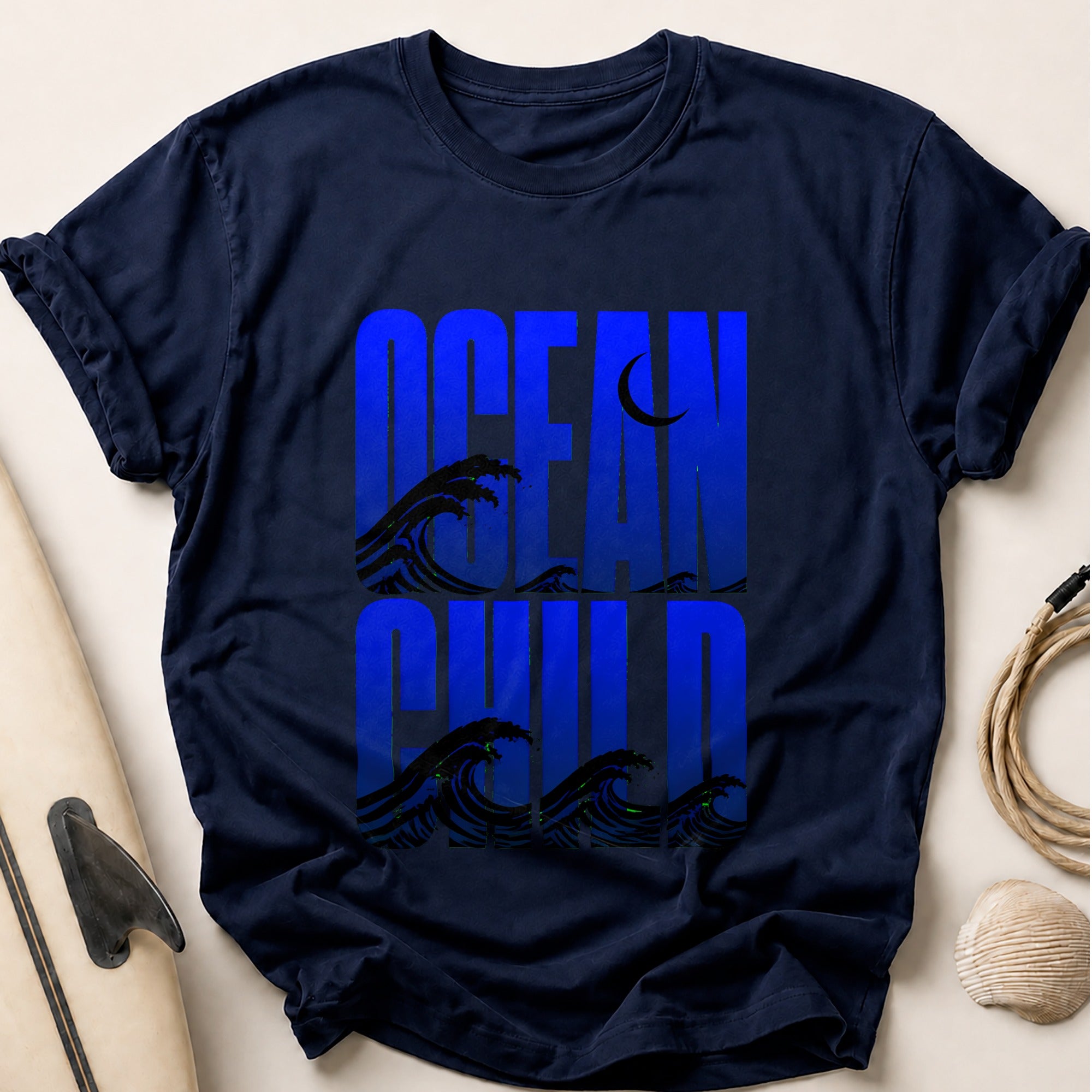 Ocean Child Waves Surfer Tee - Navy