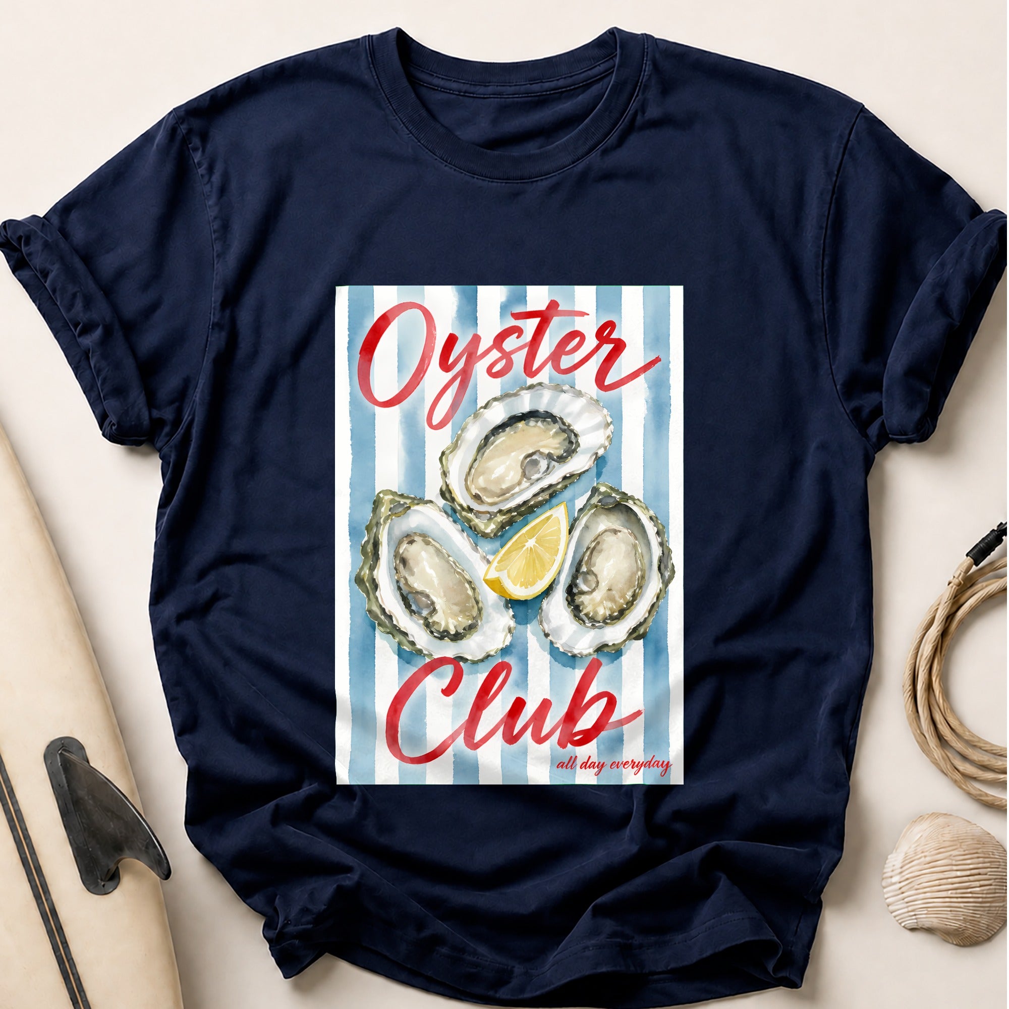 Oyster Club All Day Everyday Seafood Restaurant Tee - Navy