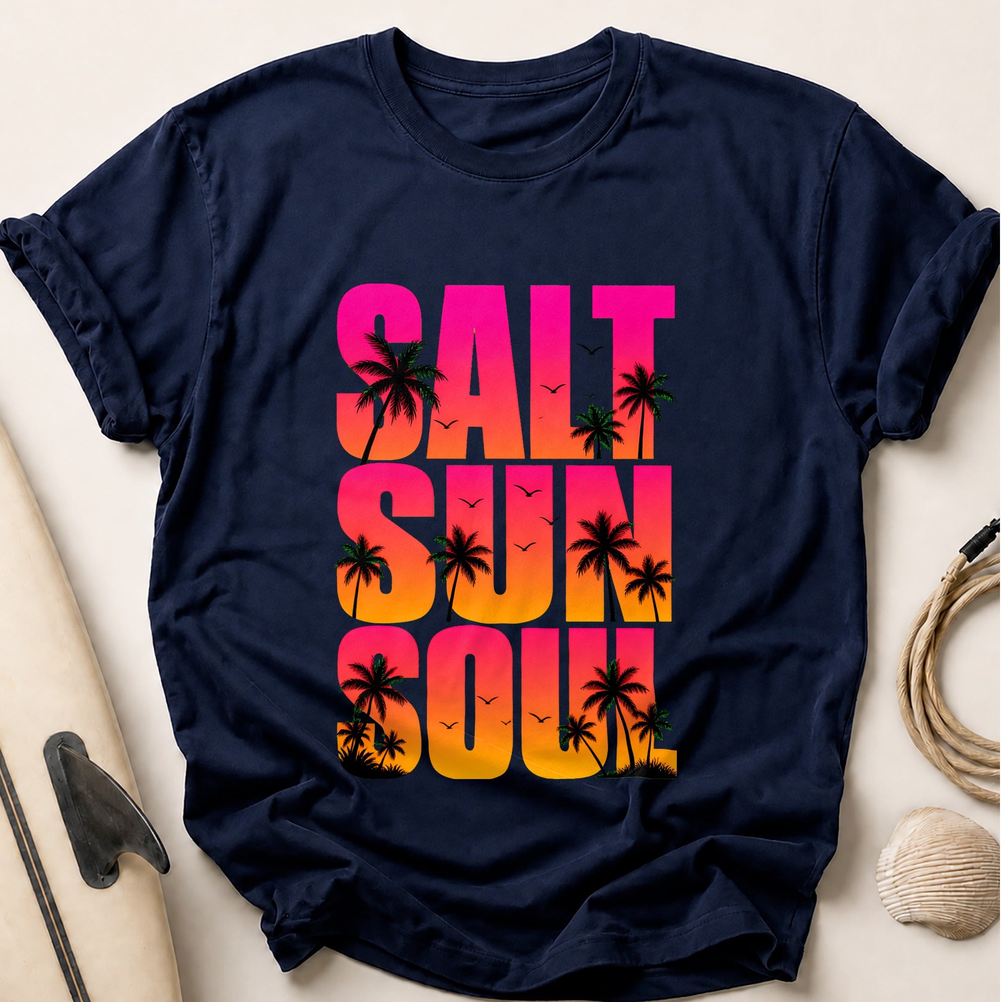 Salt Life Tropical Palm Beach Tee - Navy