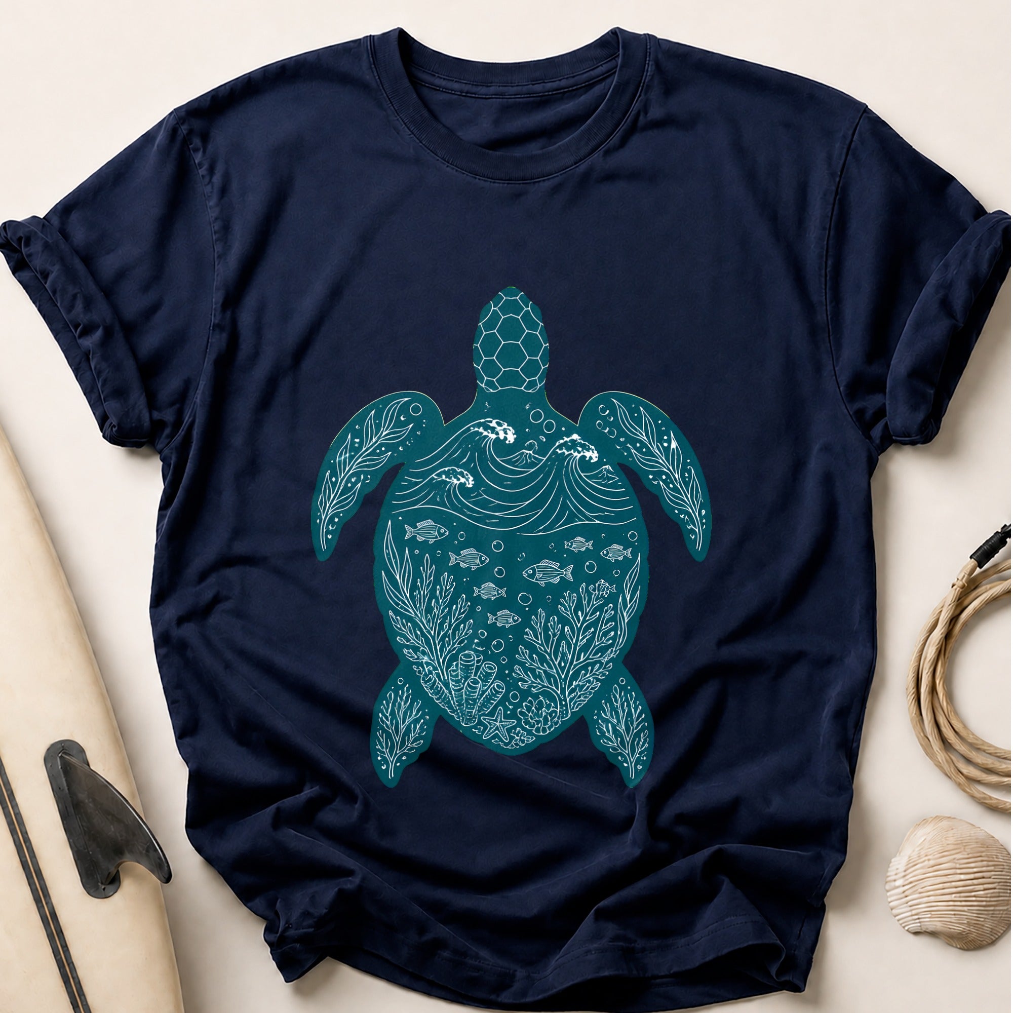 Sea Turtle Ocean Marine Tee - Navy