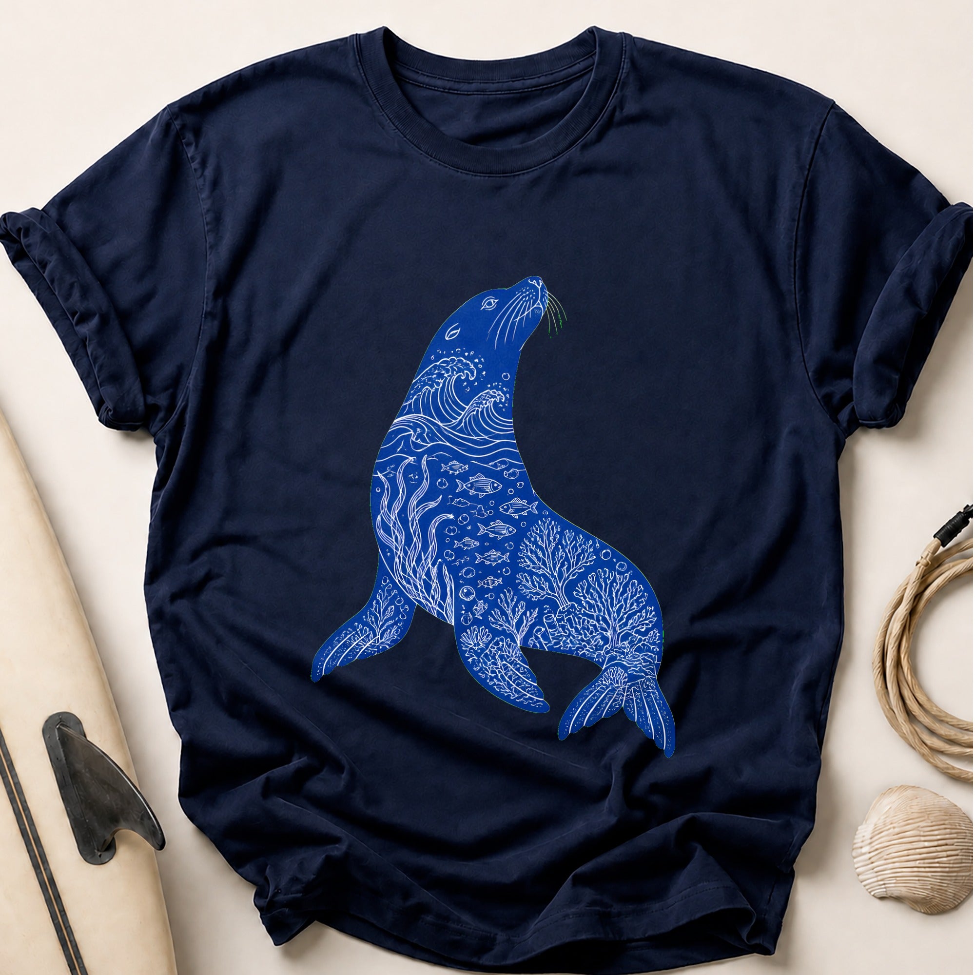 Seal Ocean Marine Wildlife Tee - Navy