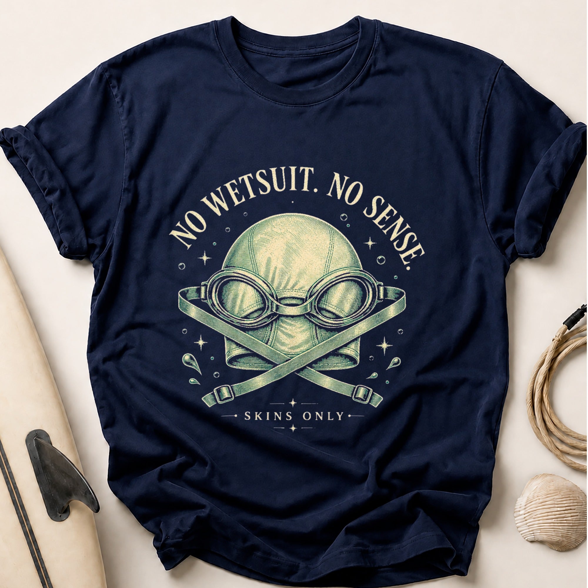 NO WETSUIT. NO SENSE. Tee - Navy