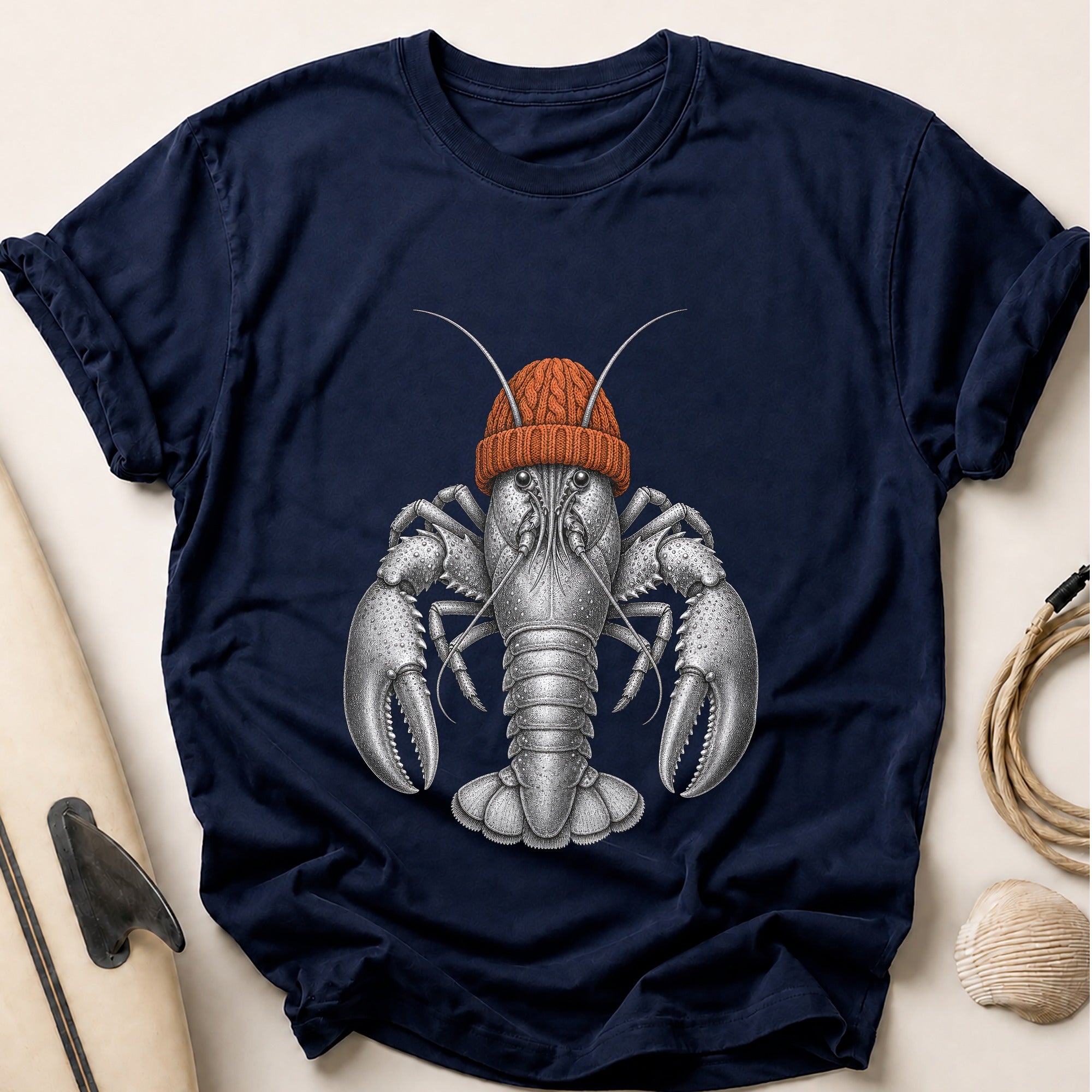 Bobble Hat Lobster Tee - Navy