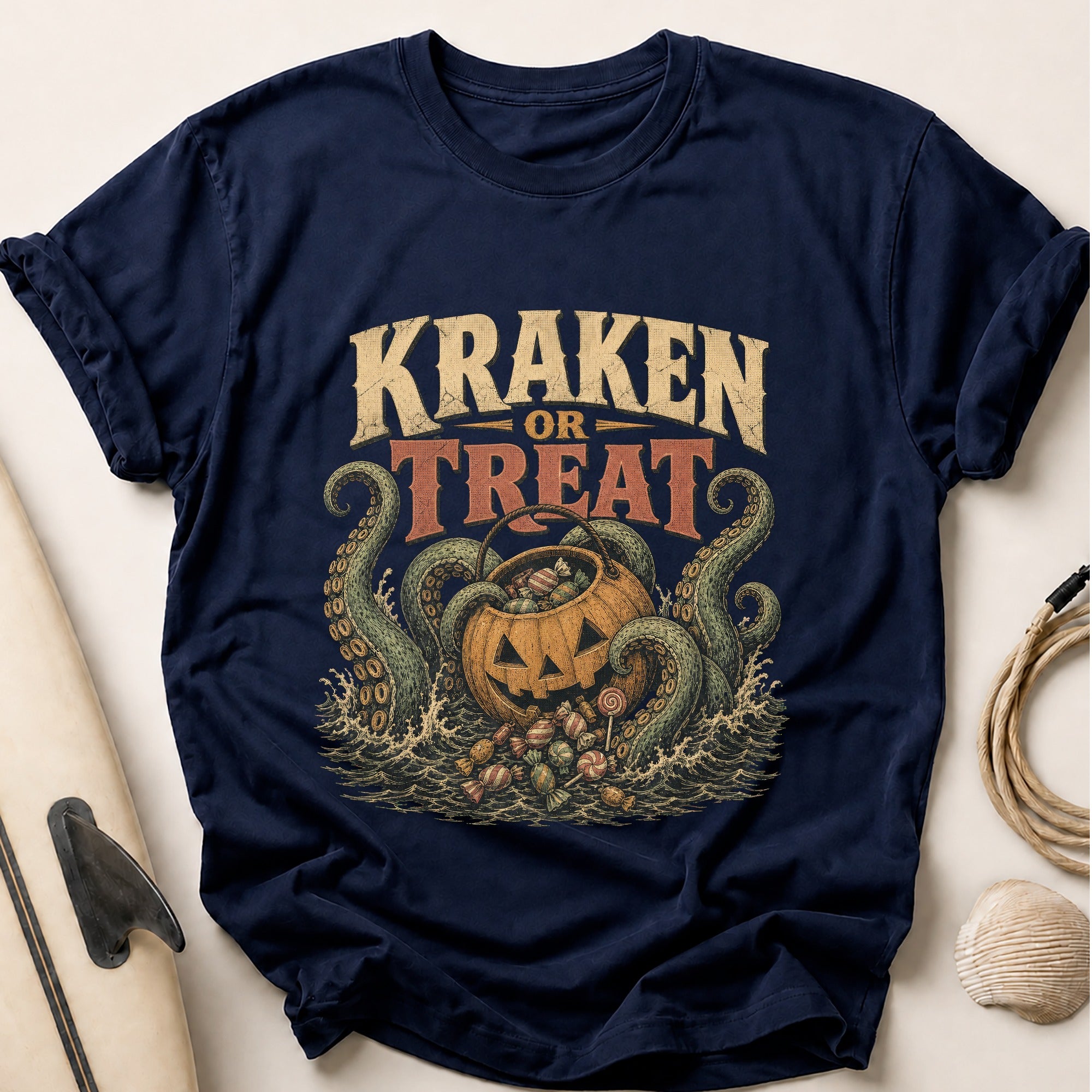 KRAKEN OR TREAT Tee - Navy