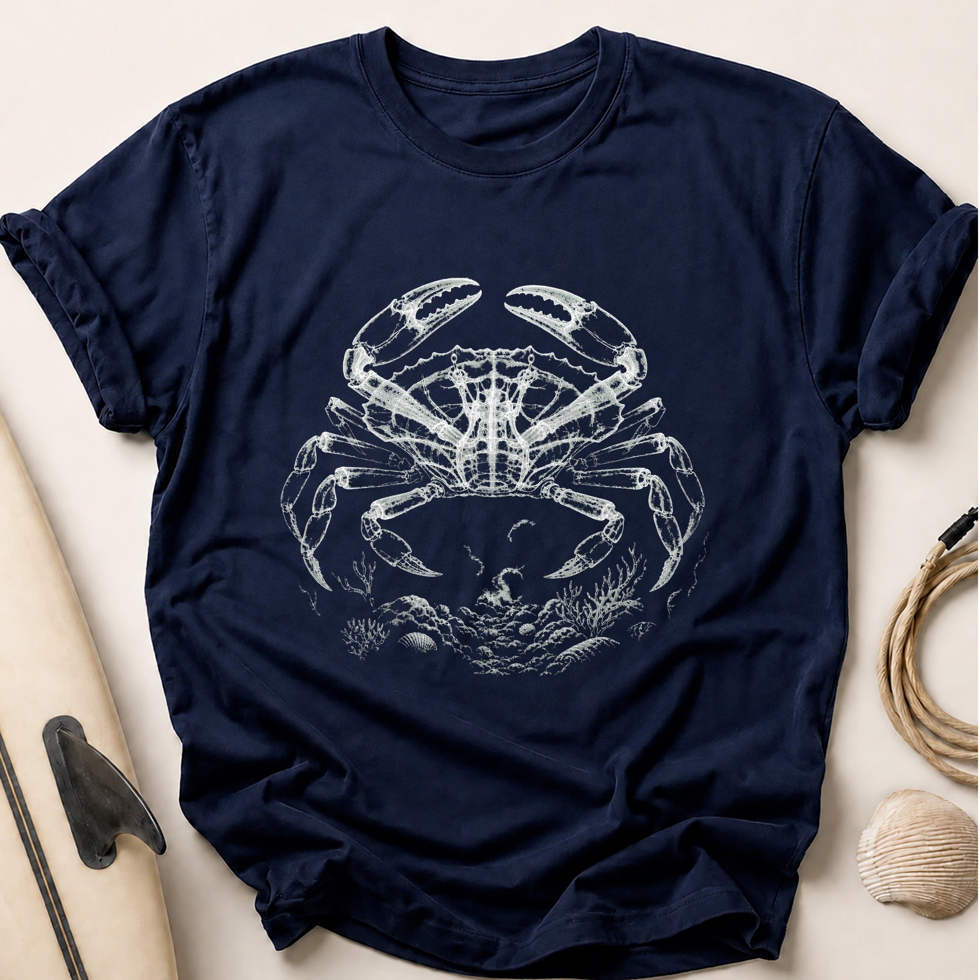Single Line Crab Tee - Navy
