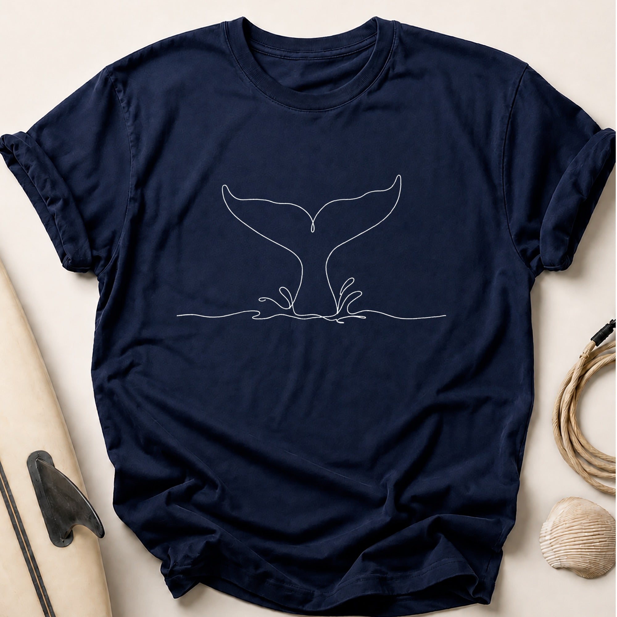 Single Line Whale Tee - Navy