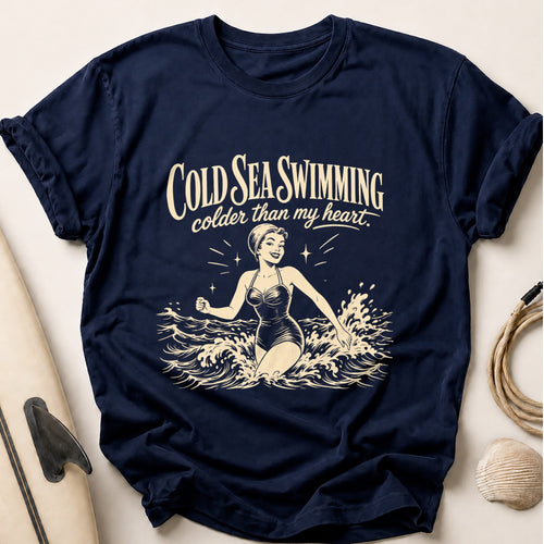 COLD SEA SWIMMING Tee - Navy