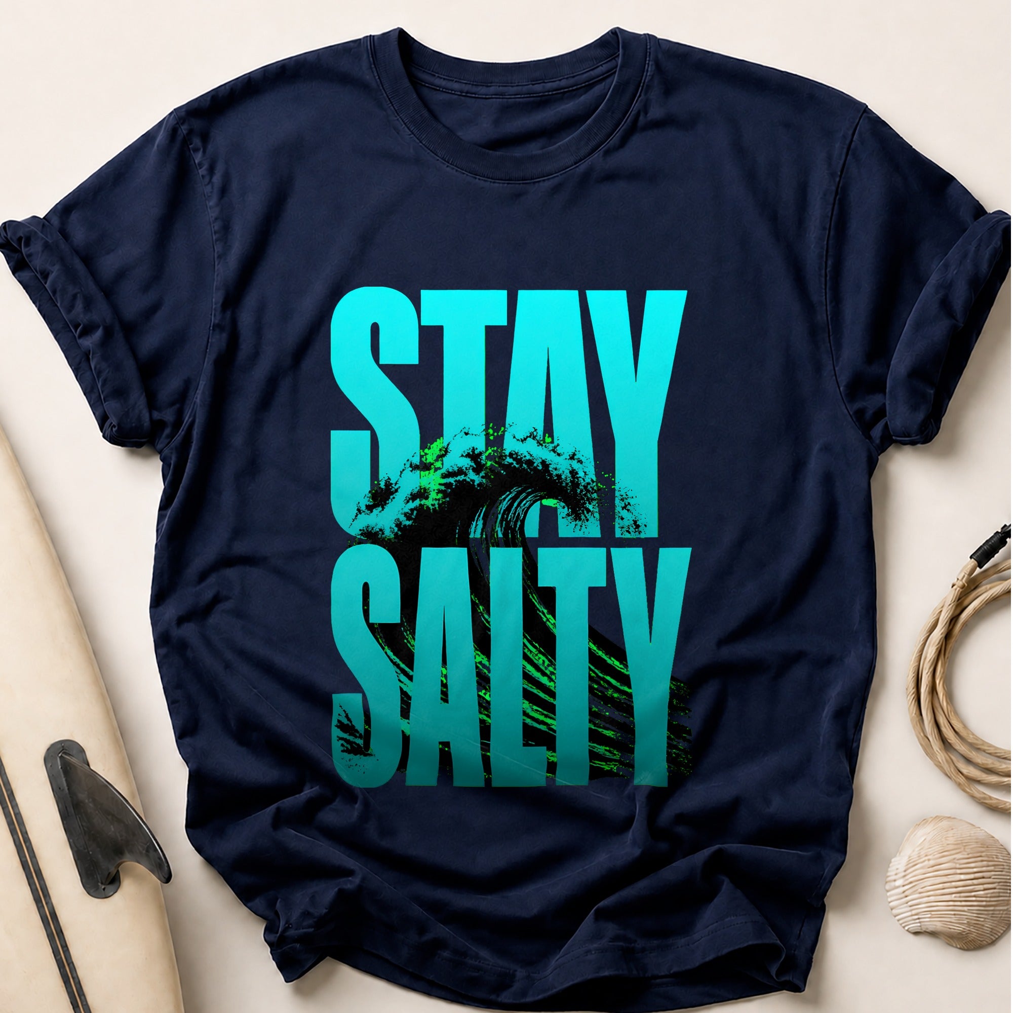 Stay Salty Surfer Ocean Tee - Navy