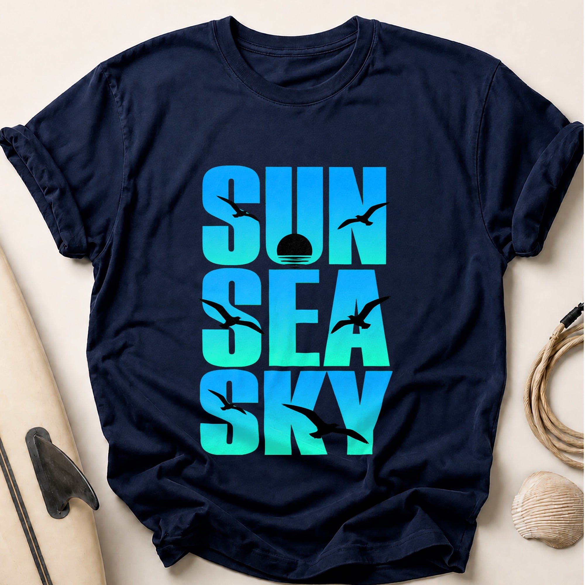 Sun Sea Sky Swimmers Funny Tee - Navy