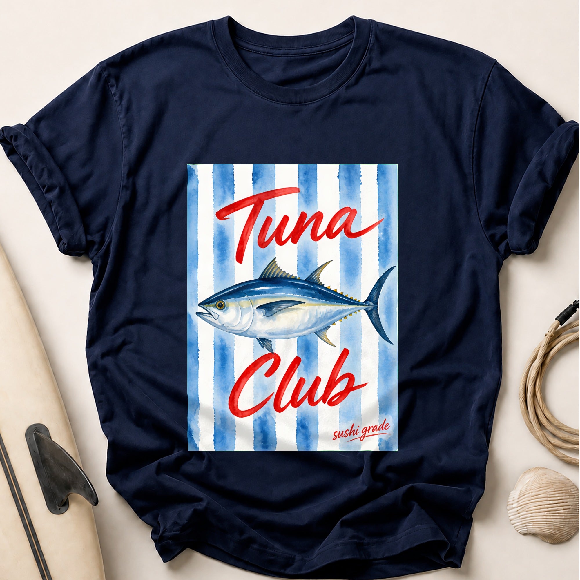 Tuna Club Sushi Grade Fishing Seafood Tee - Navy