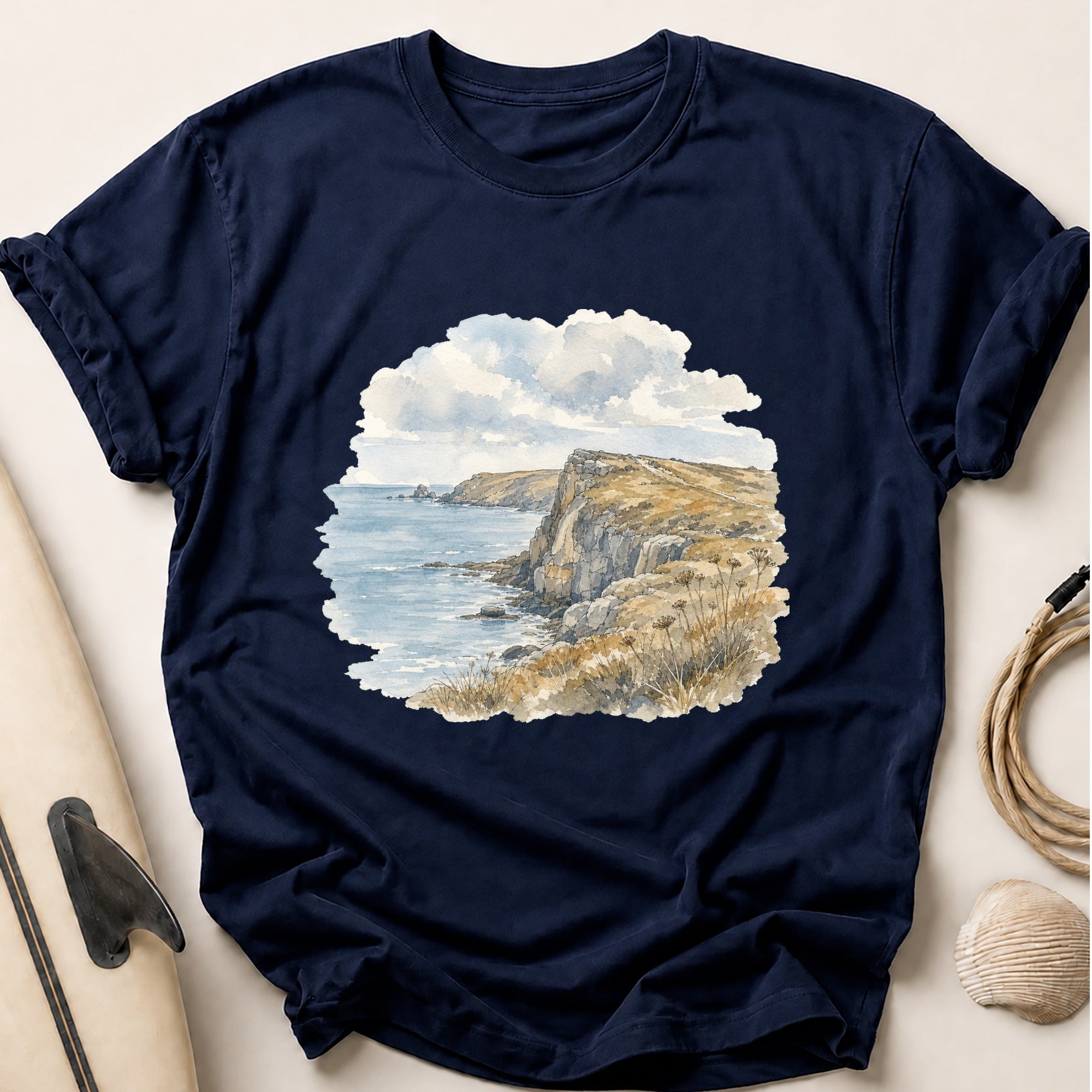 Watercolour Headland Tee - Navy