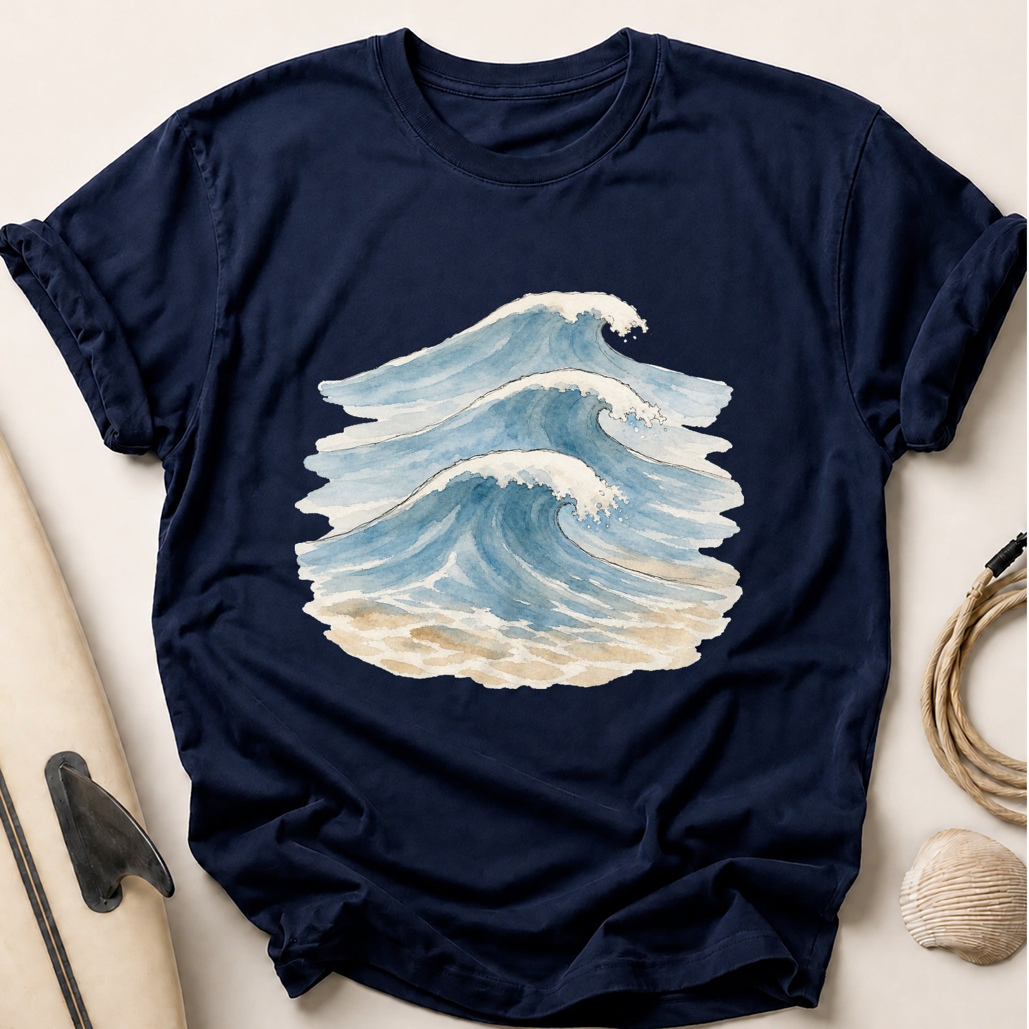 Watercolour Rolling Swell Tee - Navy