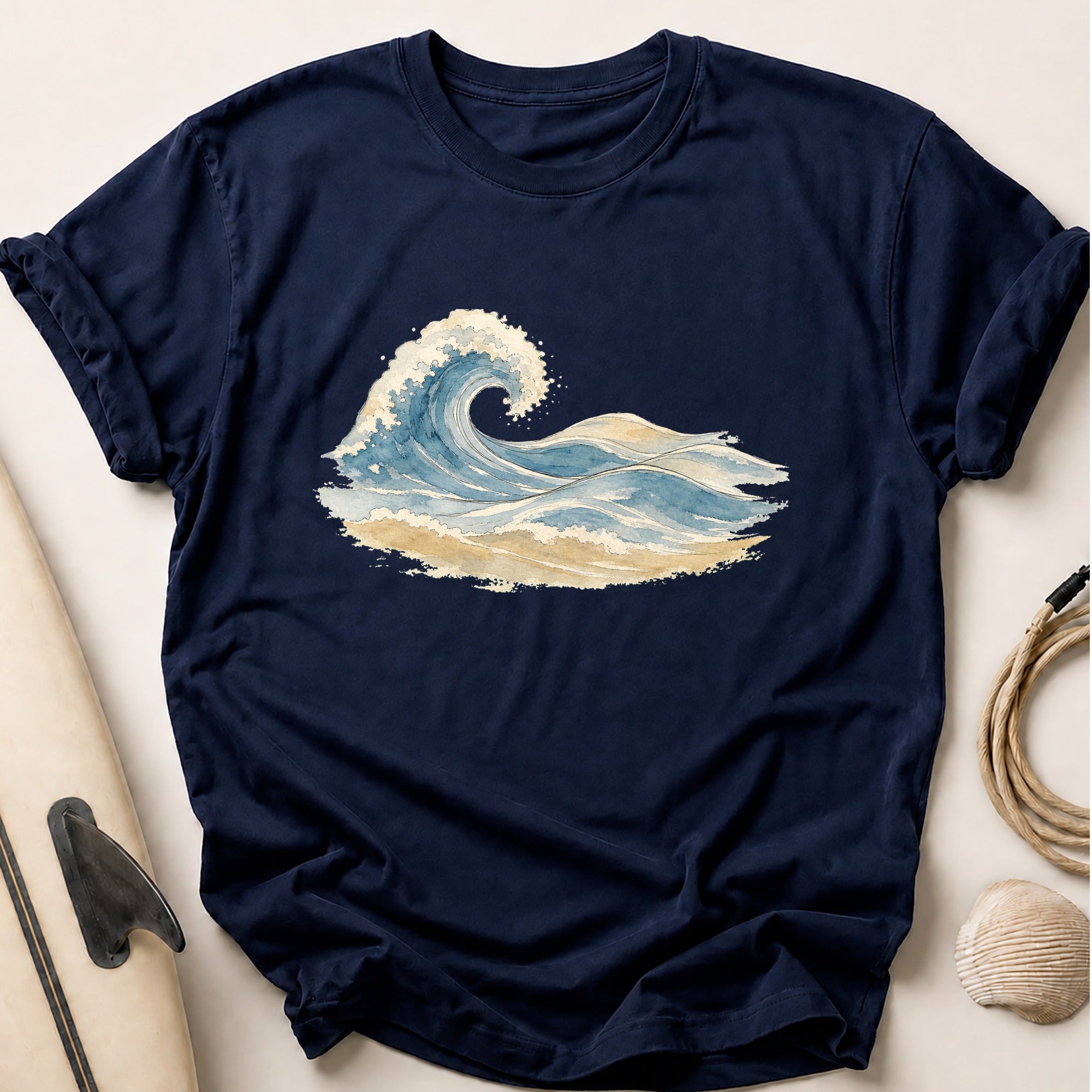Watercolour Wave Pastel Tee - Navy