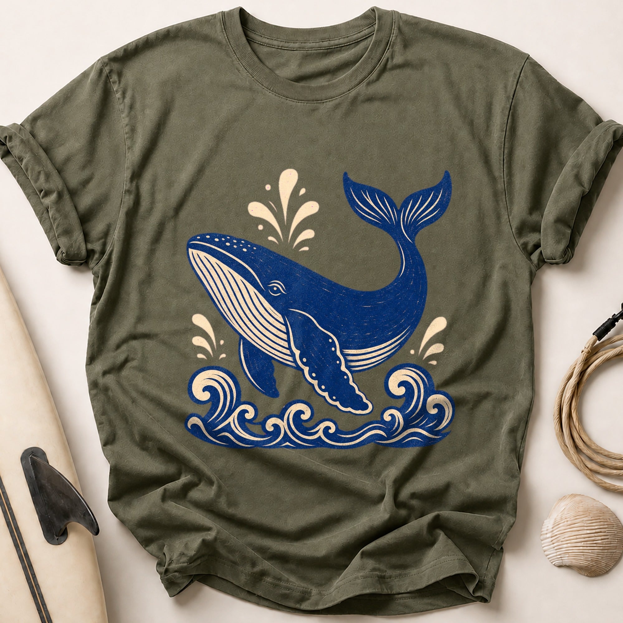 Whale Tee - Olive