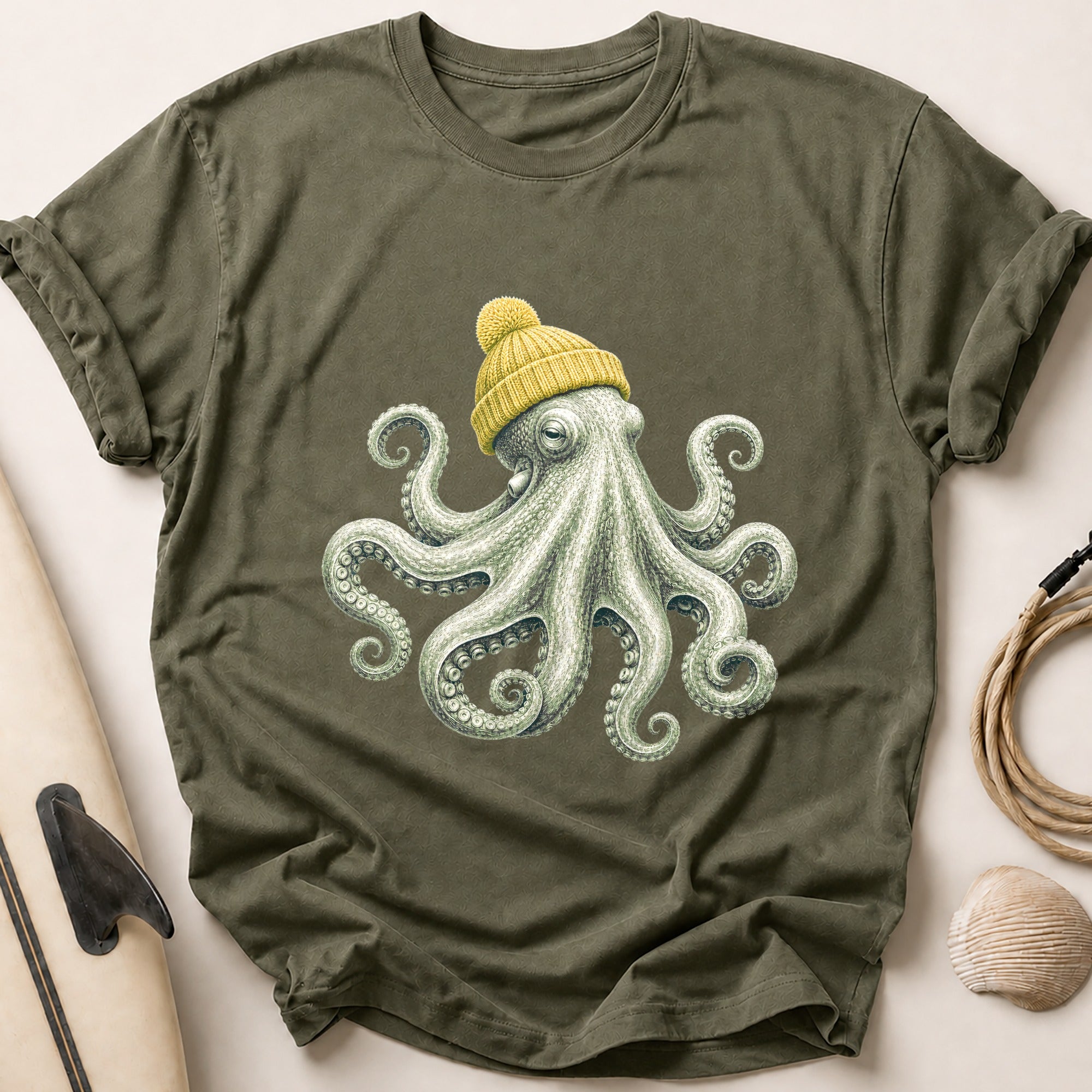 Common Octopus Tee - Olive