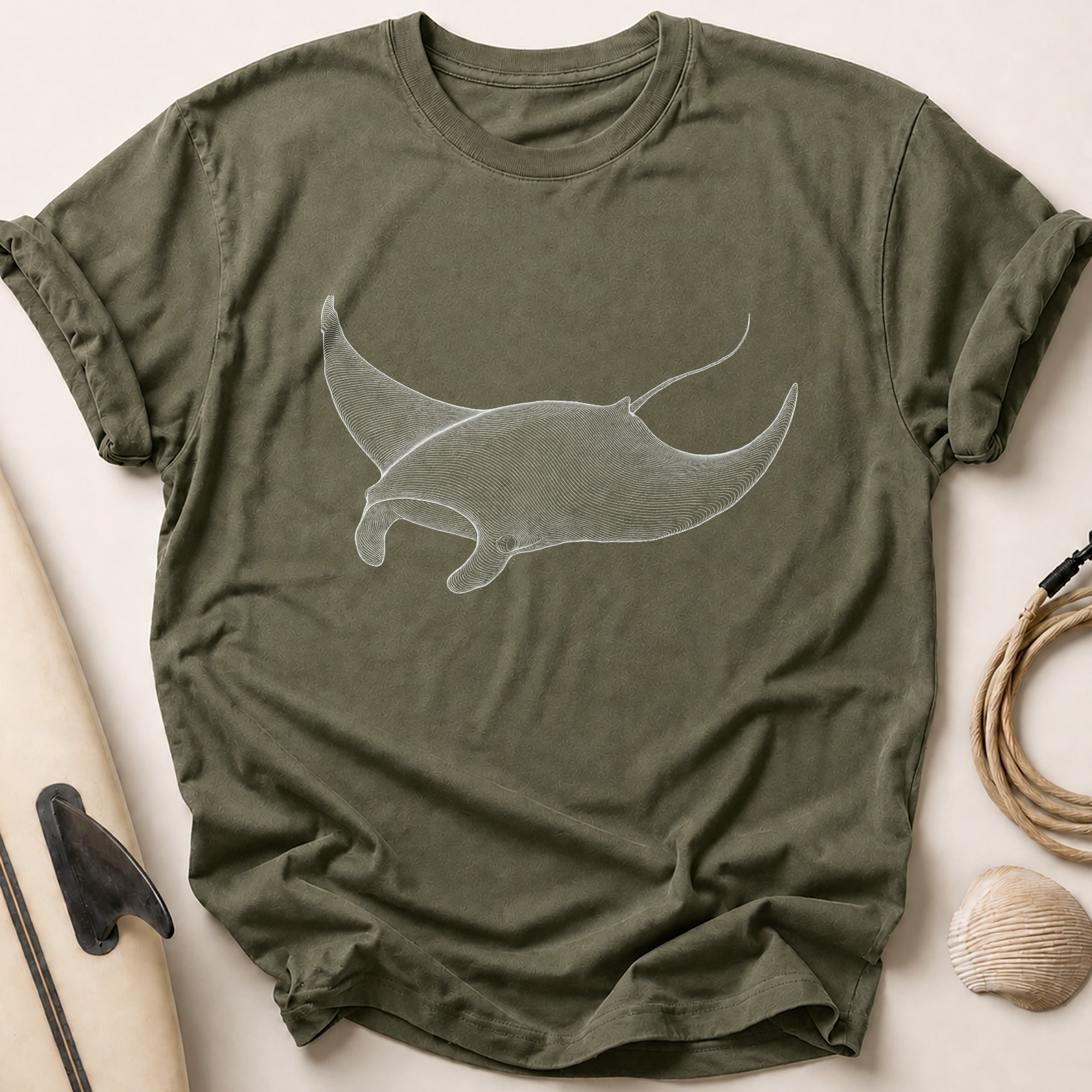 Manta Ray Gliding Tee - Olive