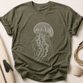 Drifting Jellyfish With Long Tentacles Tee - Olive
