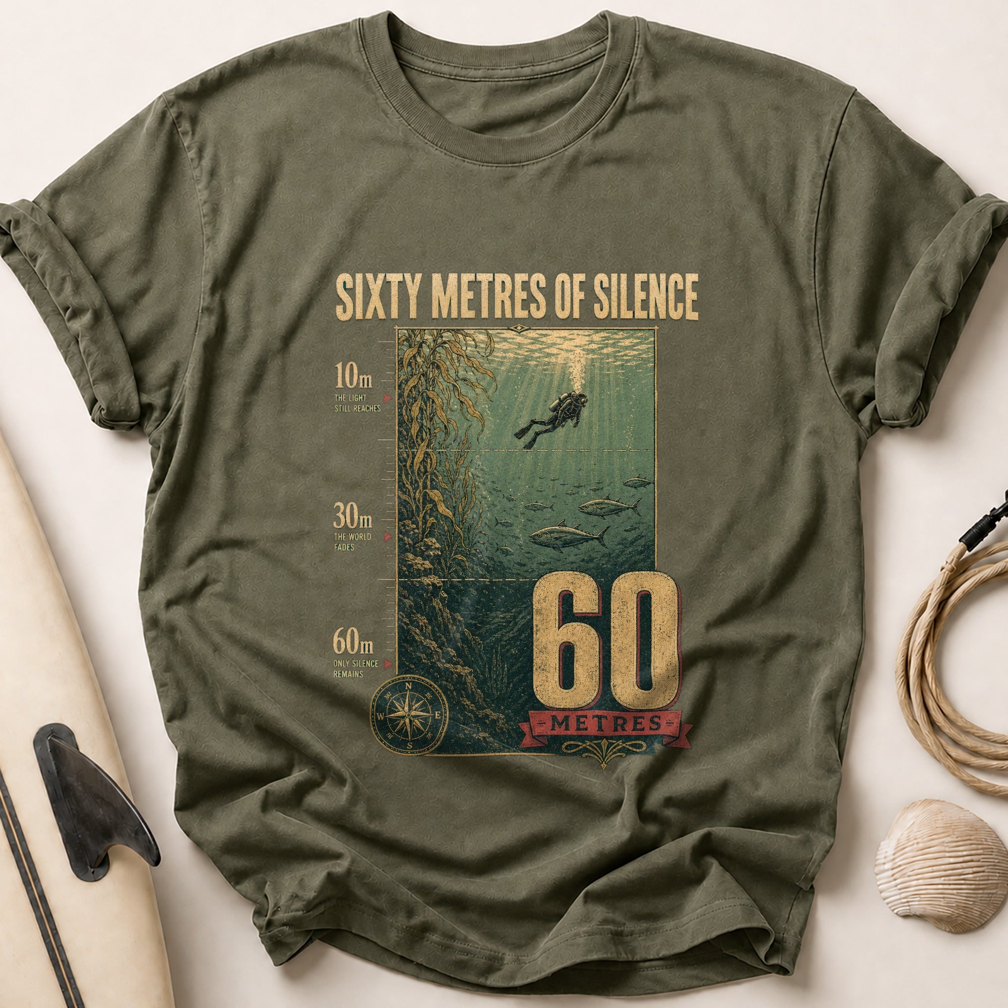 Sixty Metres of Silence Tee - Olive