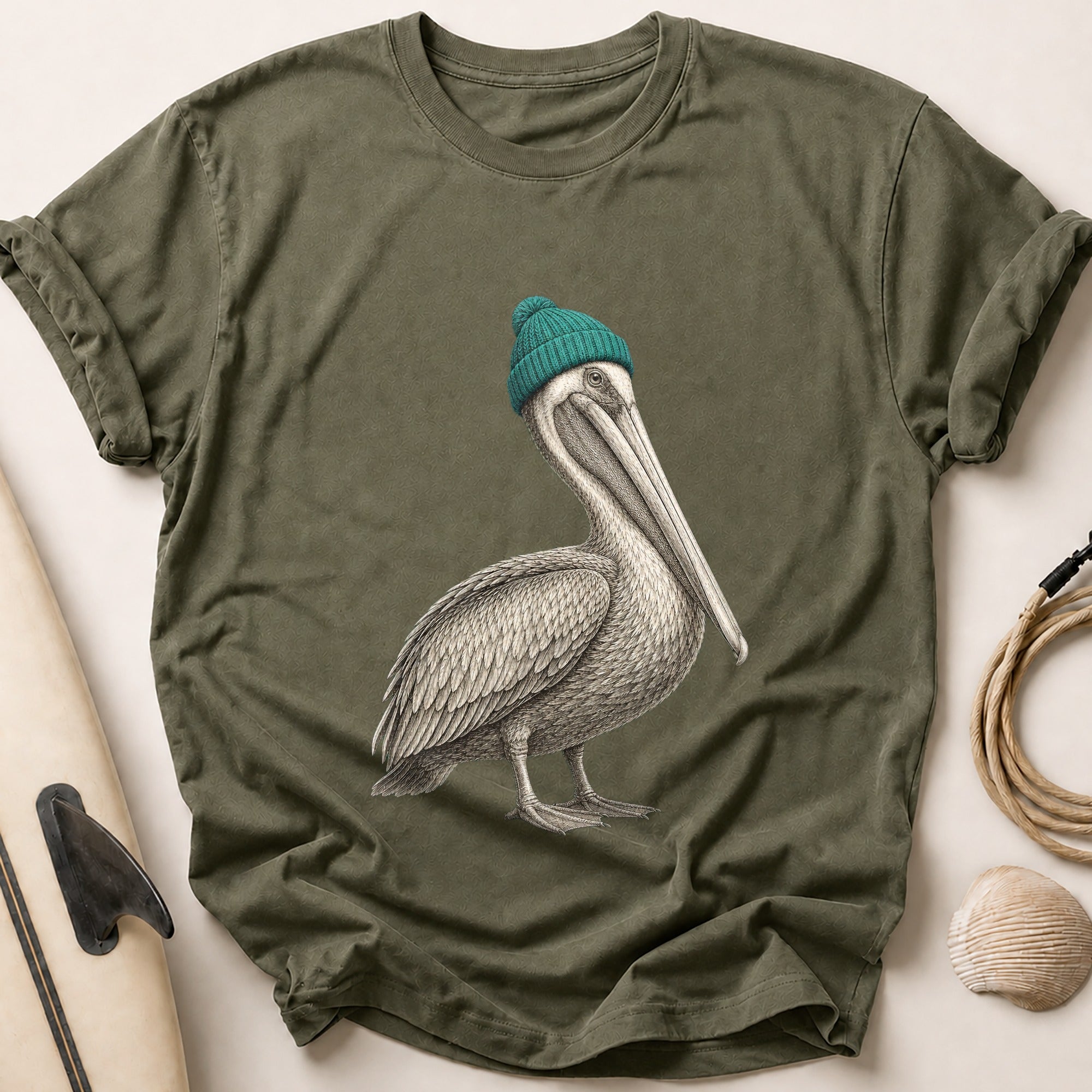 Brown Pelican Tee - Olive