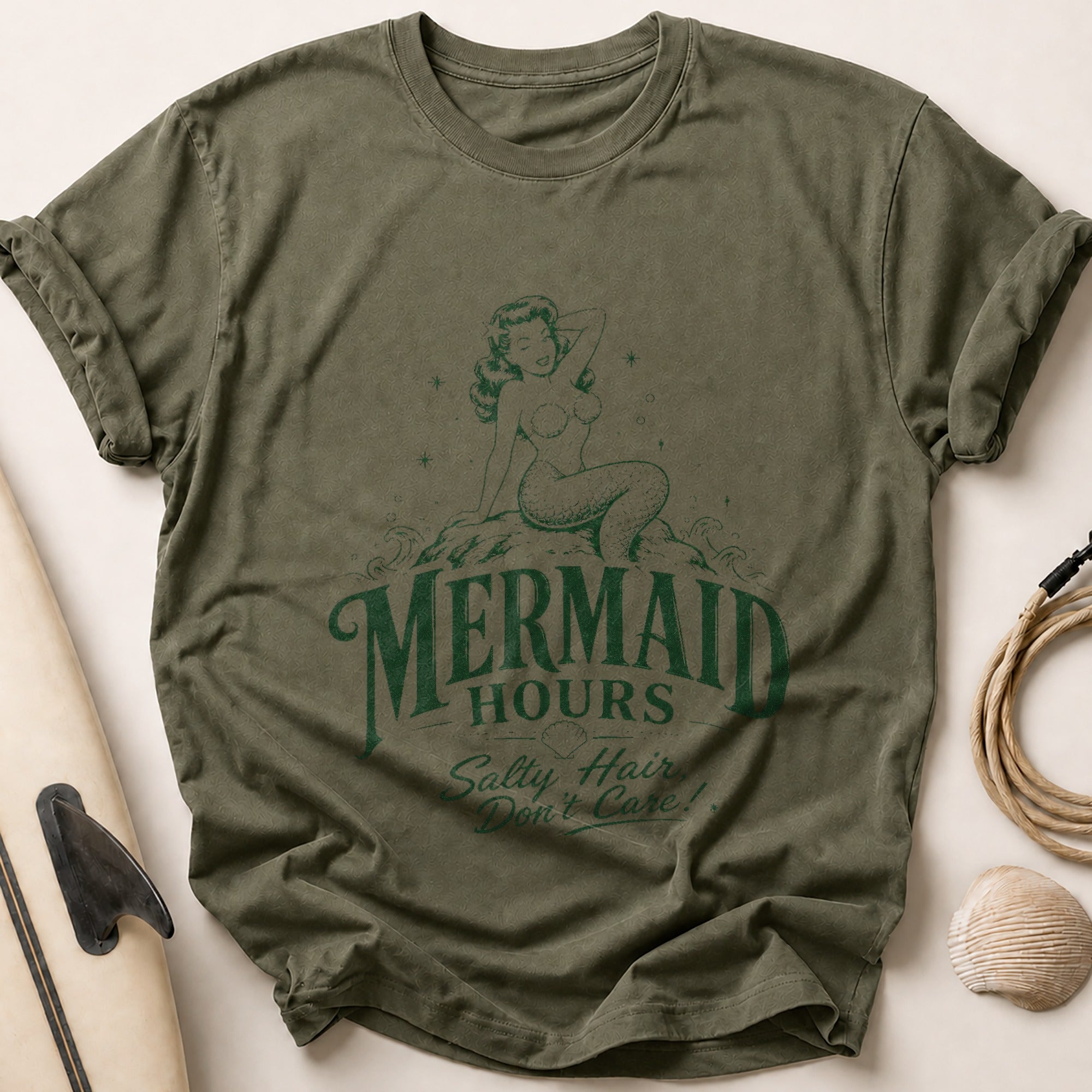 Mermaid Hours Tee - Olive