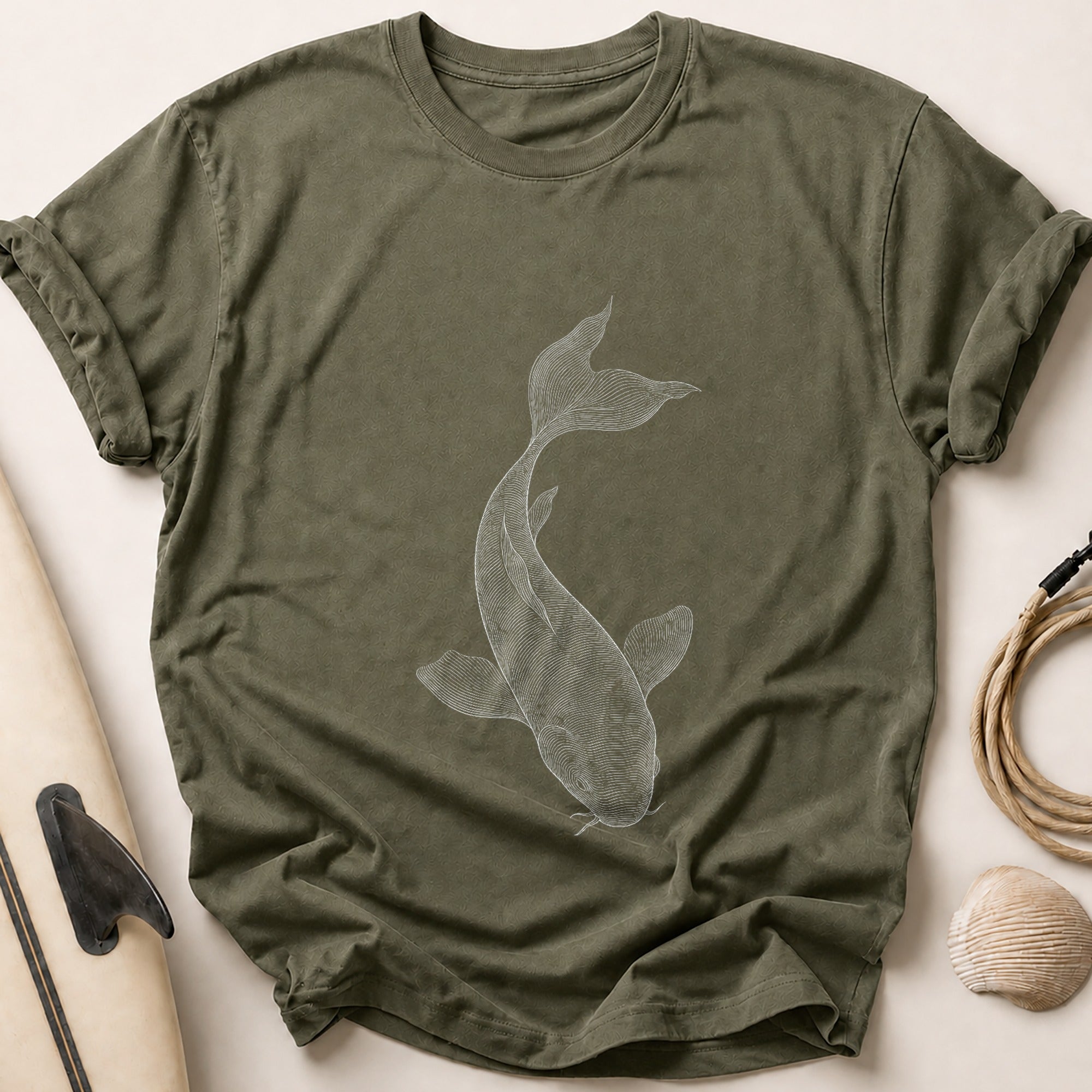 Koi Fish Tee - Olive