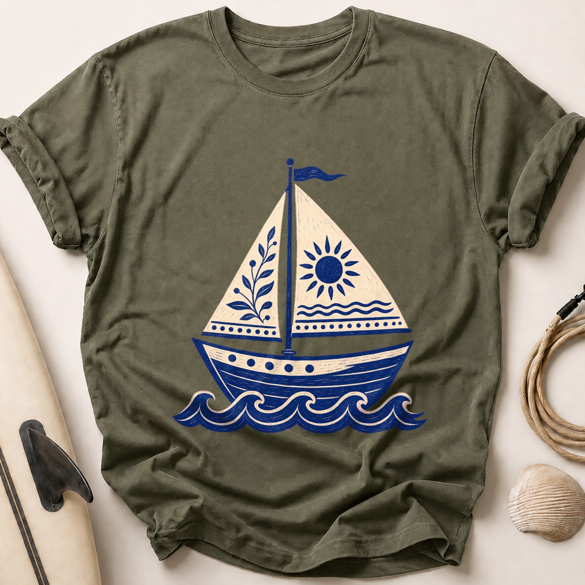 Sailboat Tee - Olive