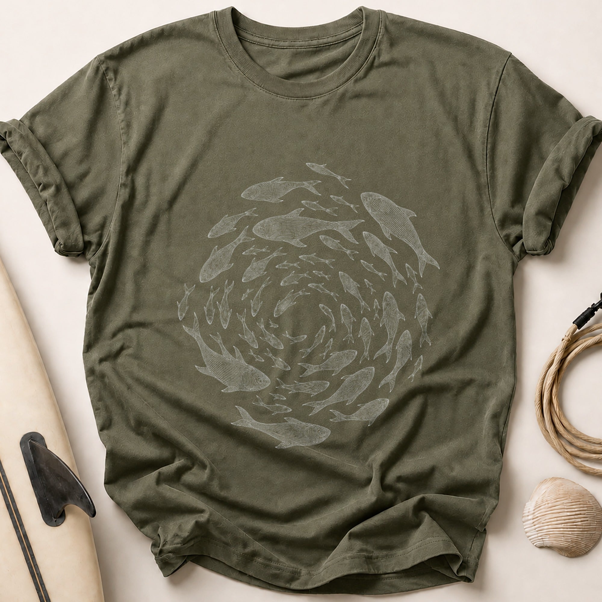 School Of Fish Swirling Tee - Olive