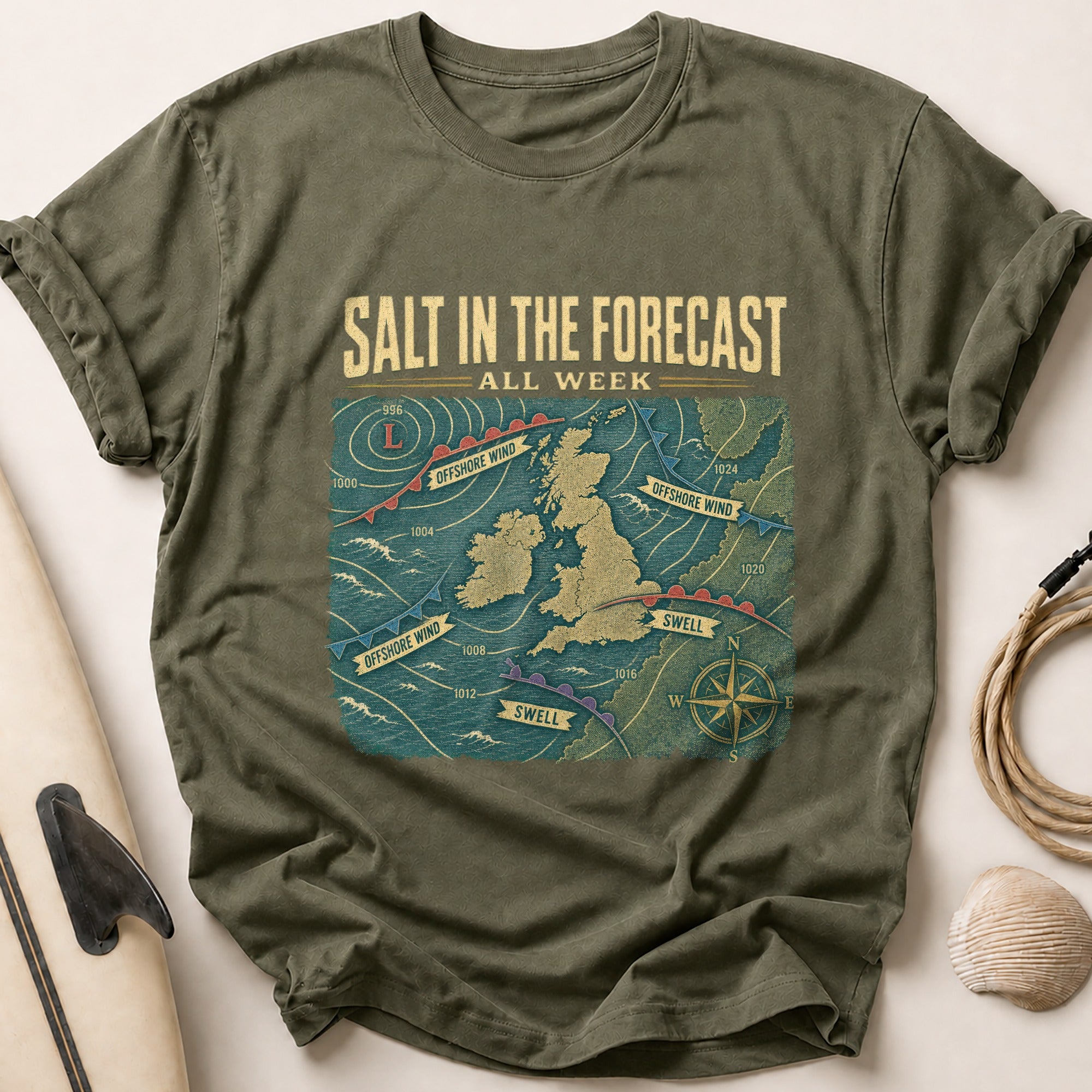 Salt in the Forecast Tee - Olive