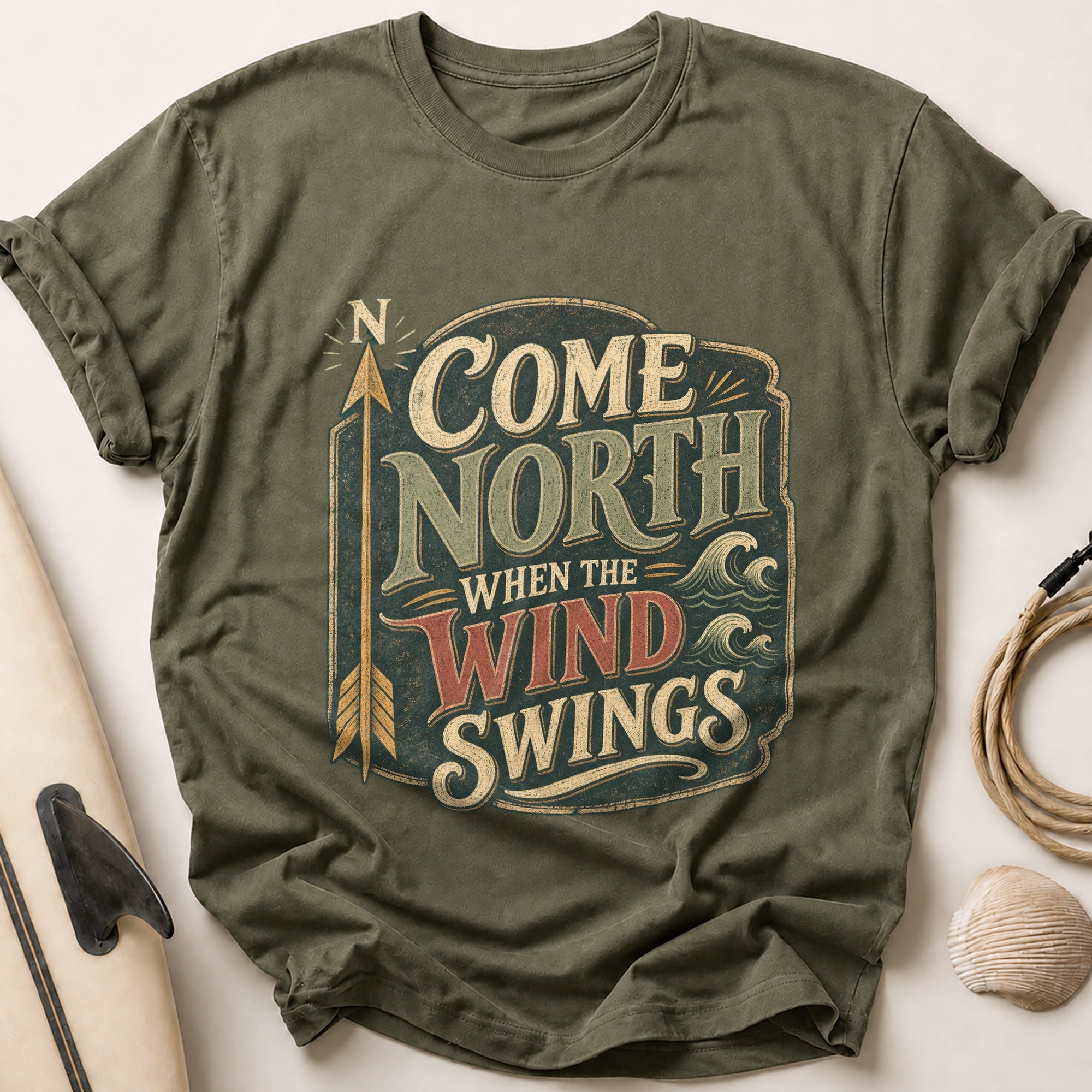 Come North When the Wind Swings Tee - Olive