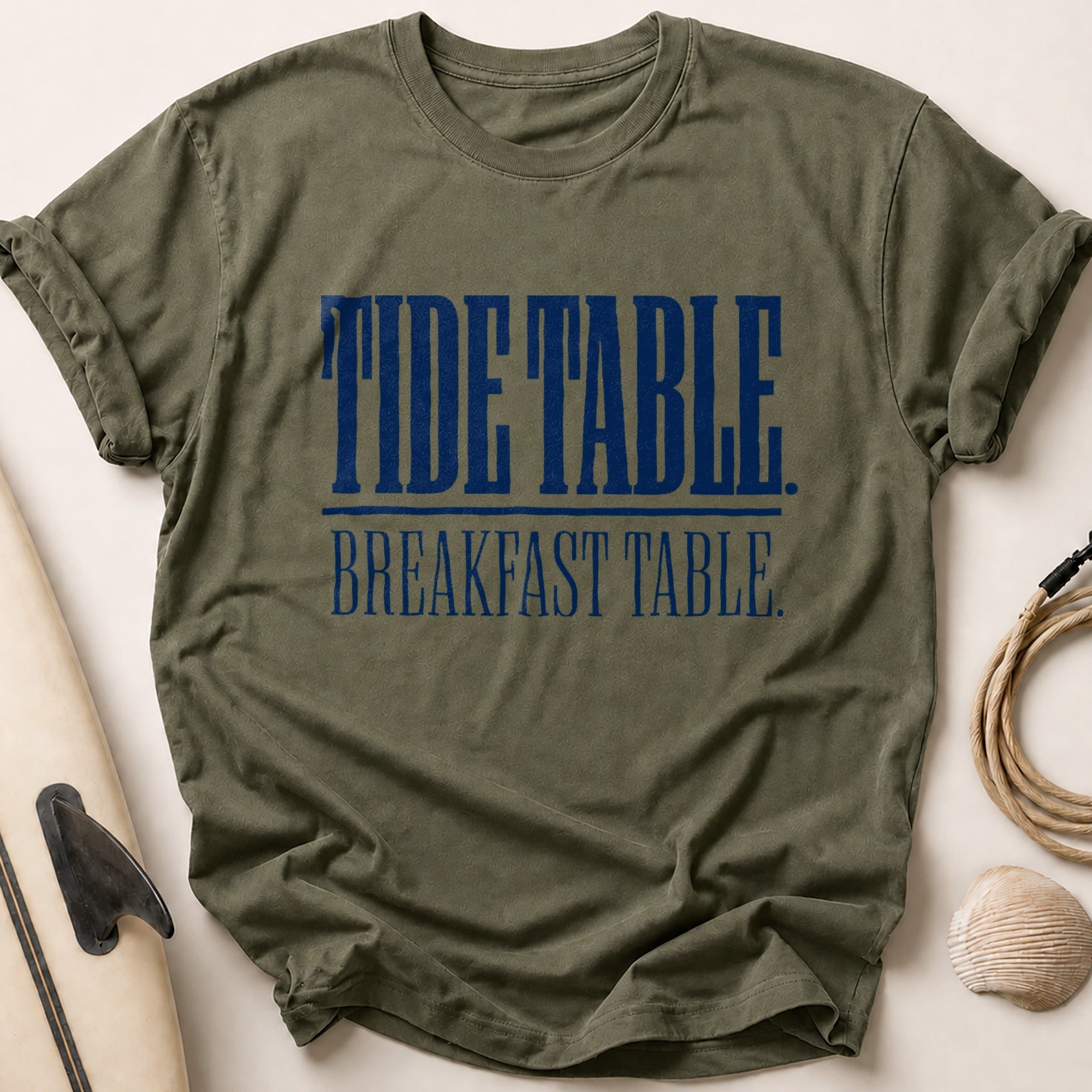 Tide Table. Breakfast Table Tee - Olive