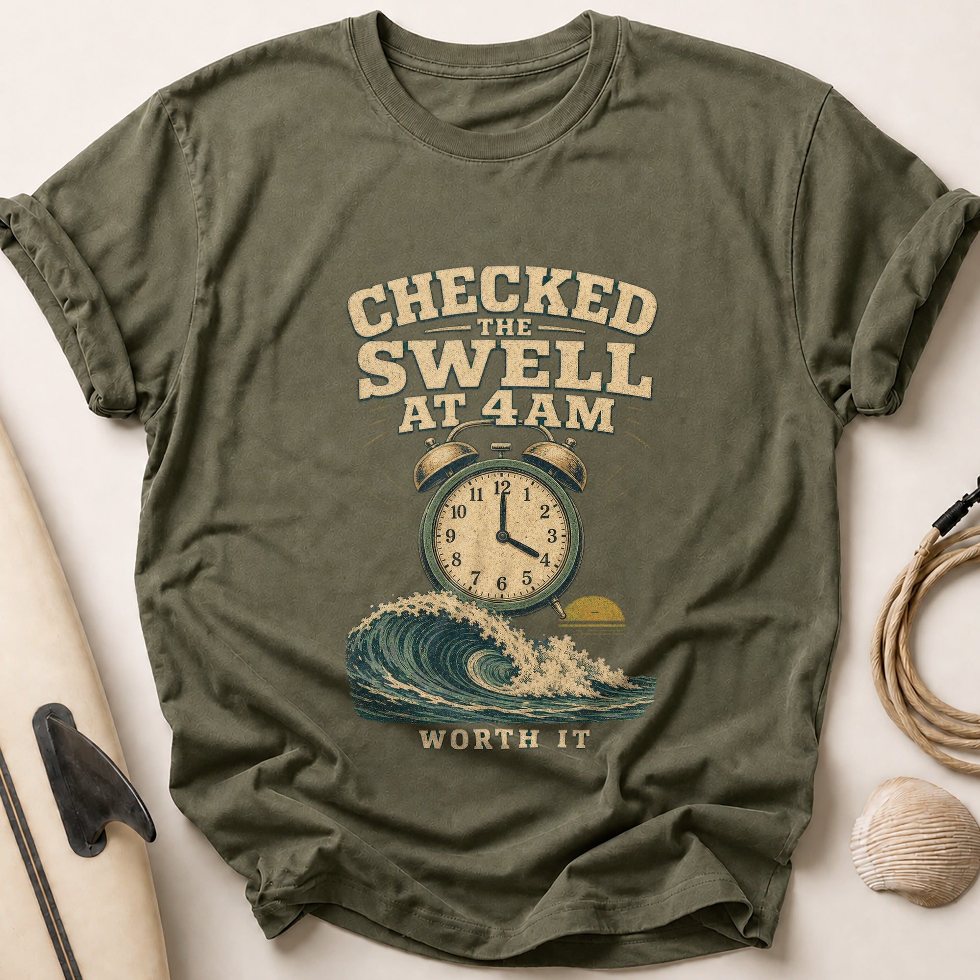 Checked the Swell at 4am Tee - Olive
