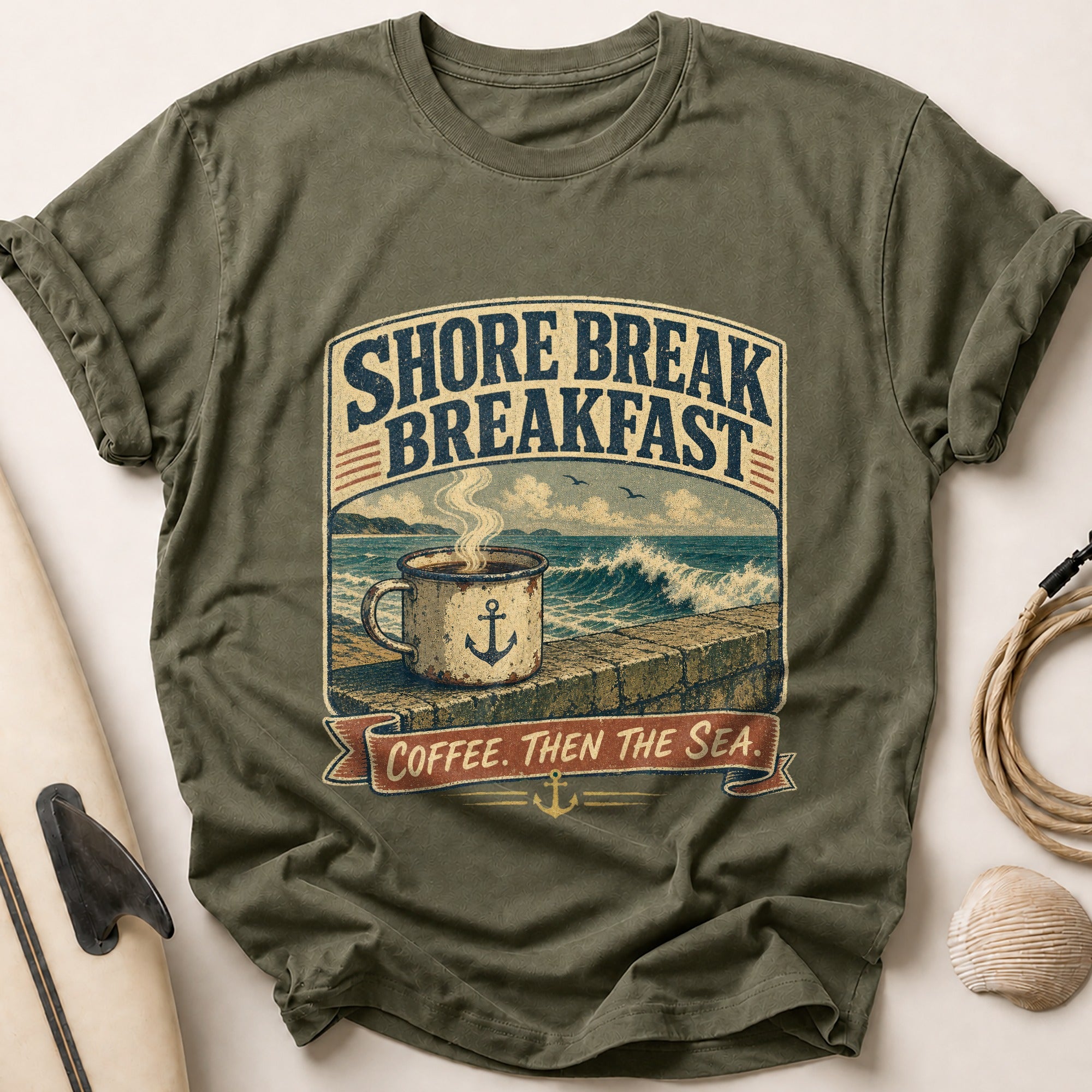 Shore Break Breakfast Tee - Olive