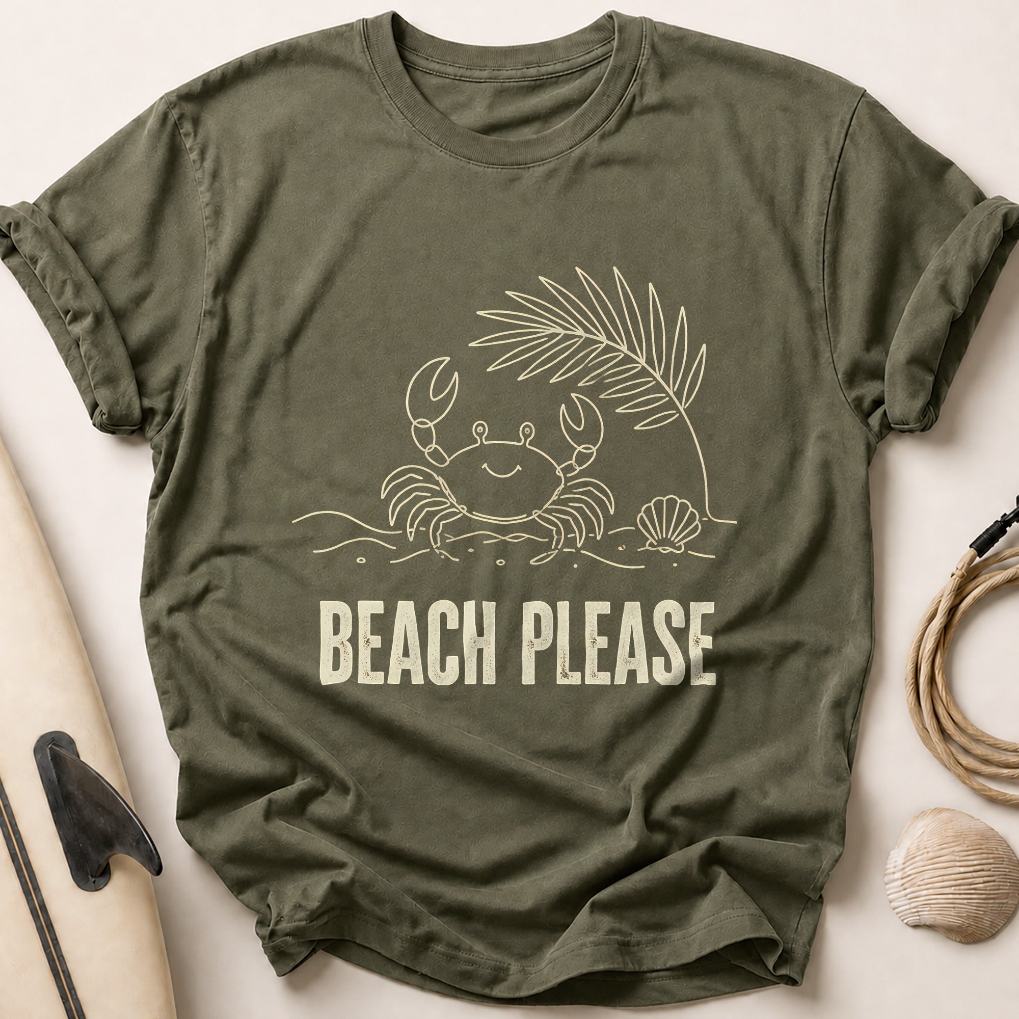 Beach Please Tee - Olive