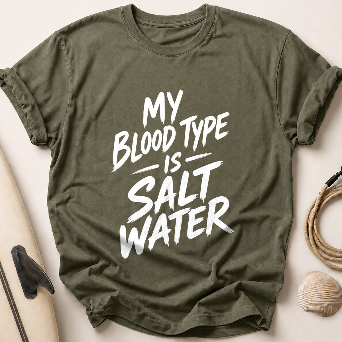 Blood Type Salt Water 81 Tee - Olive