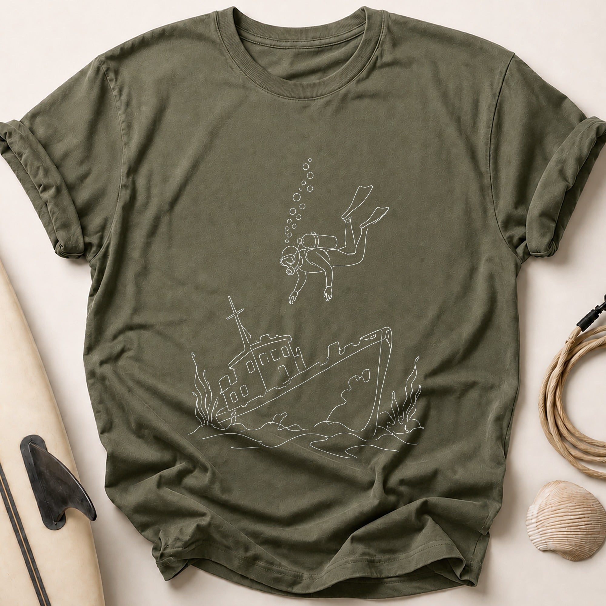 Diver Shipwreck Tee - Olive