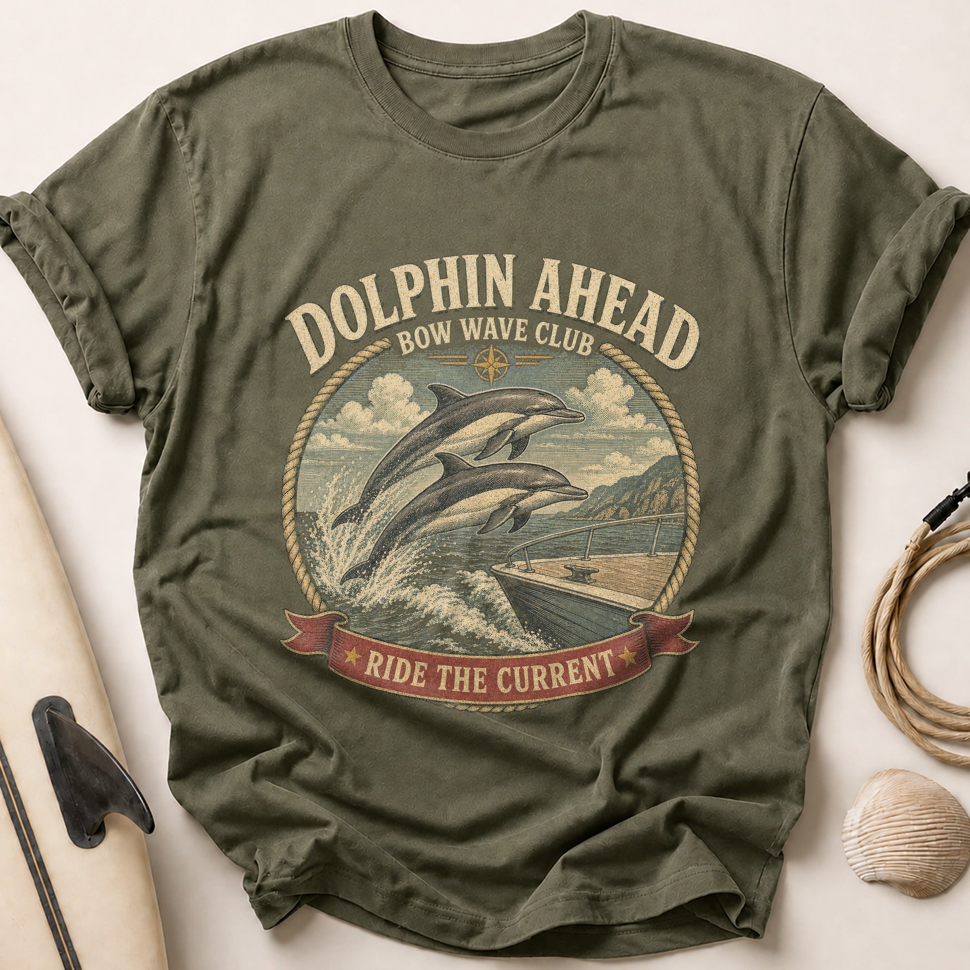 Dolphin Ahead Tee - Olive