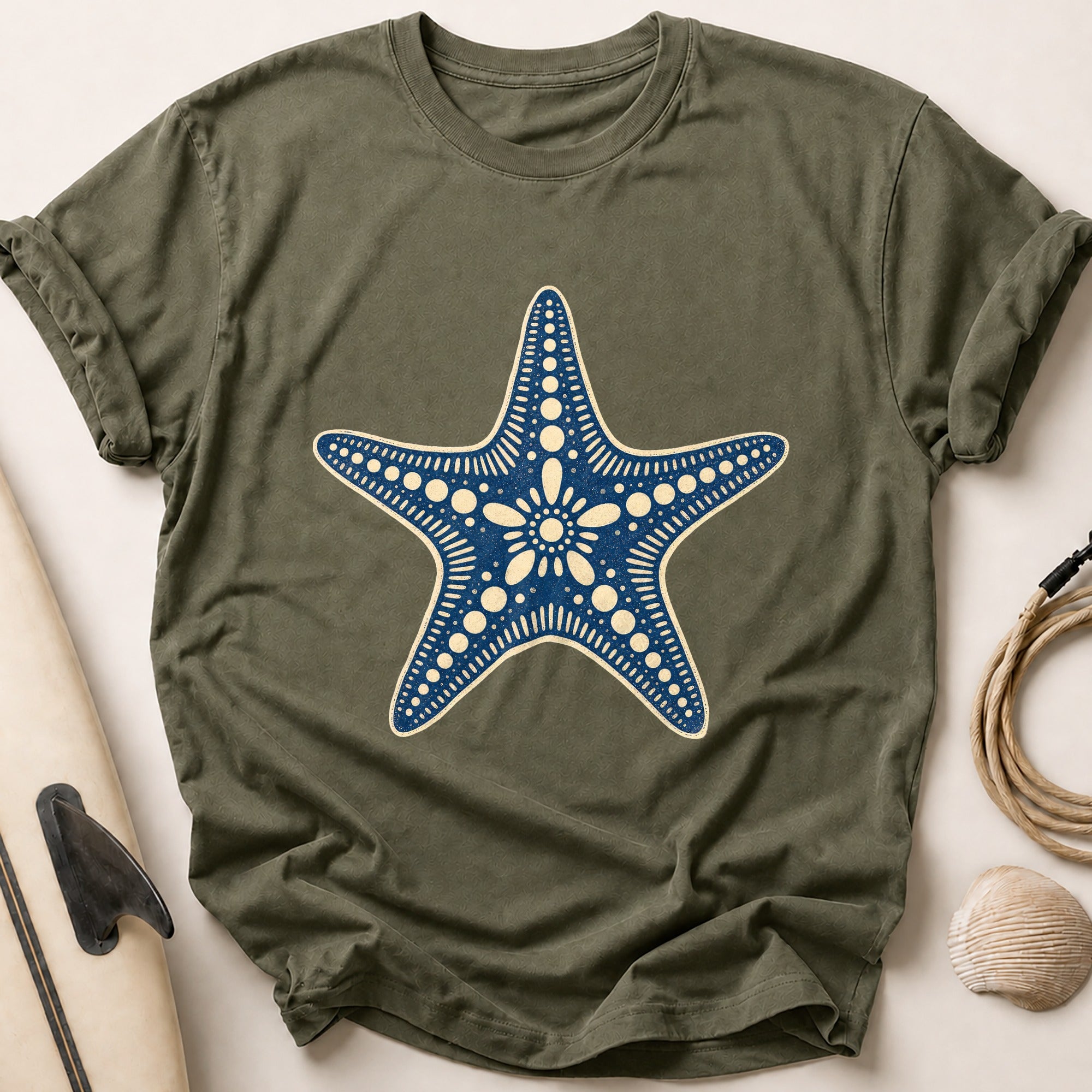 Folk Starfish Tee - Olive
