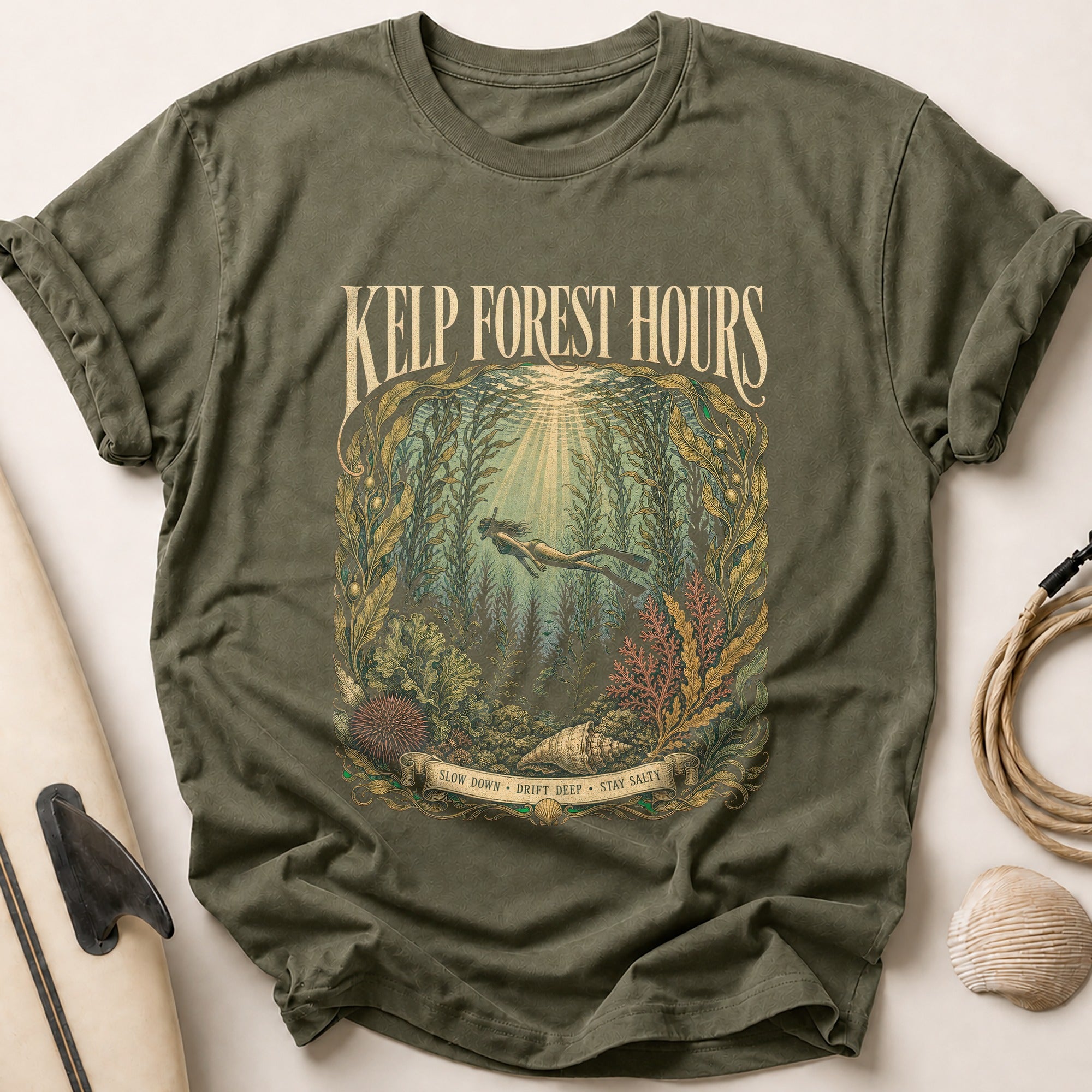 Kelp Forest Hours Tee - Olive