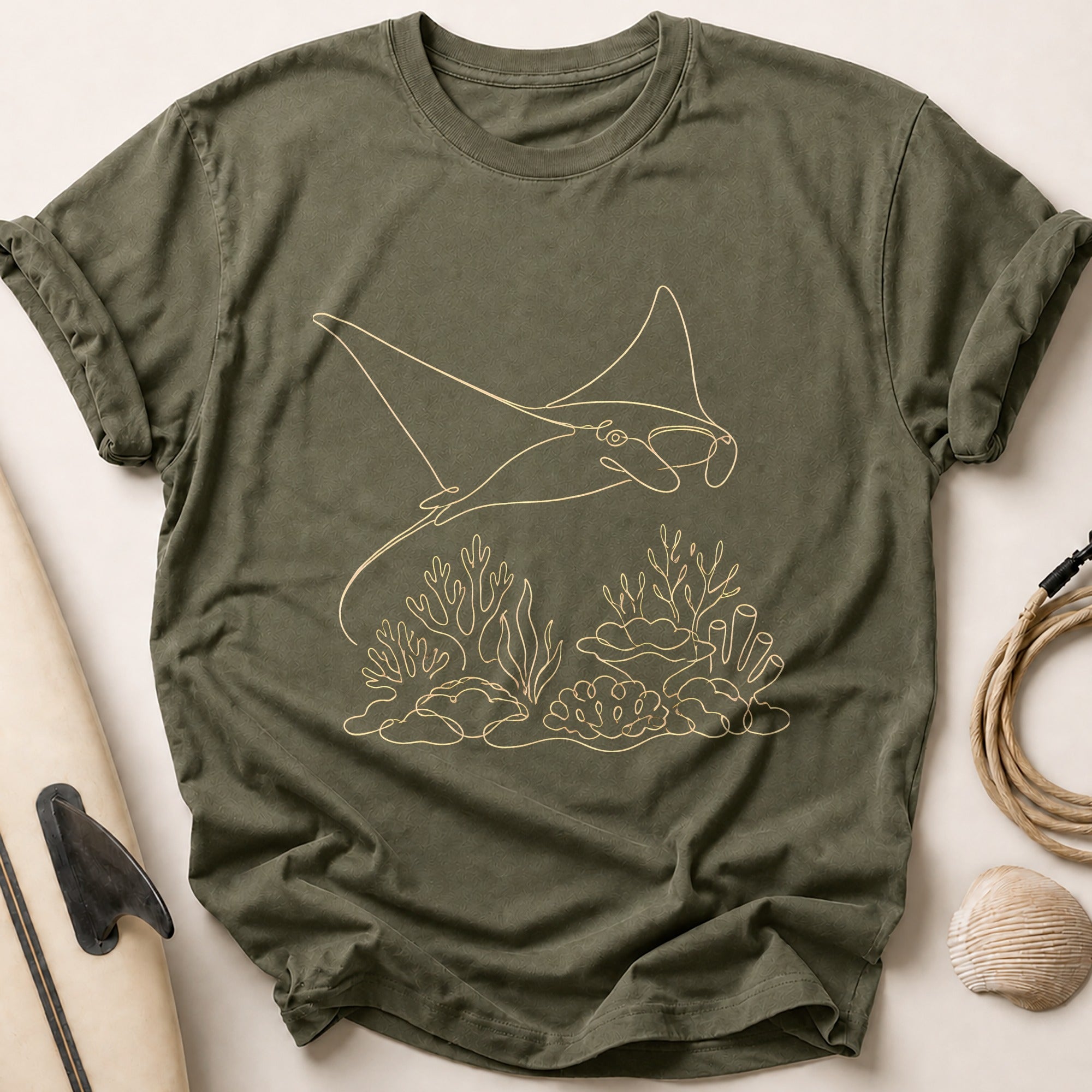 Manta Ray Reef Tee - Olive