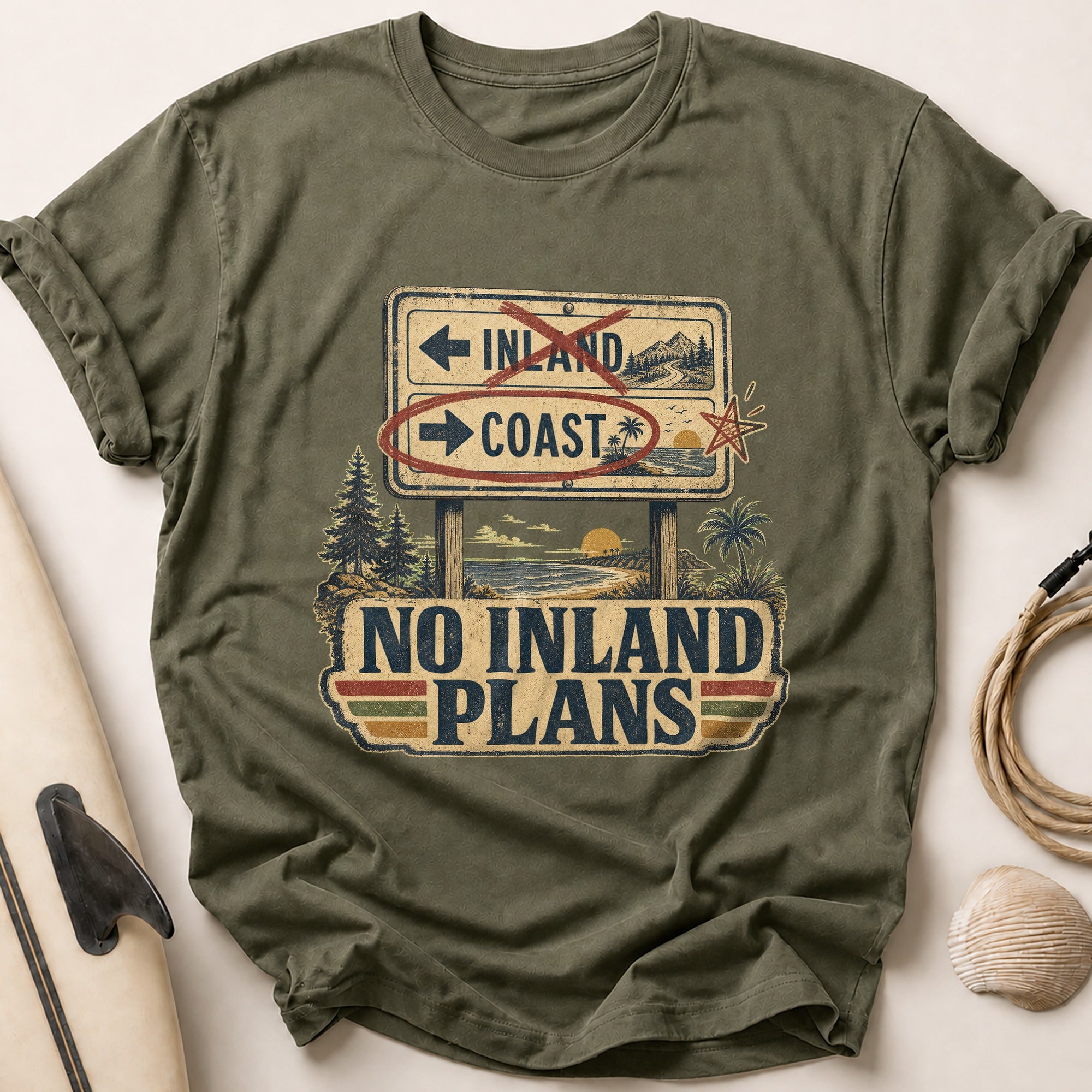 No Inland Plans Tee - Olive