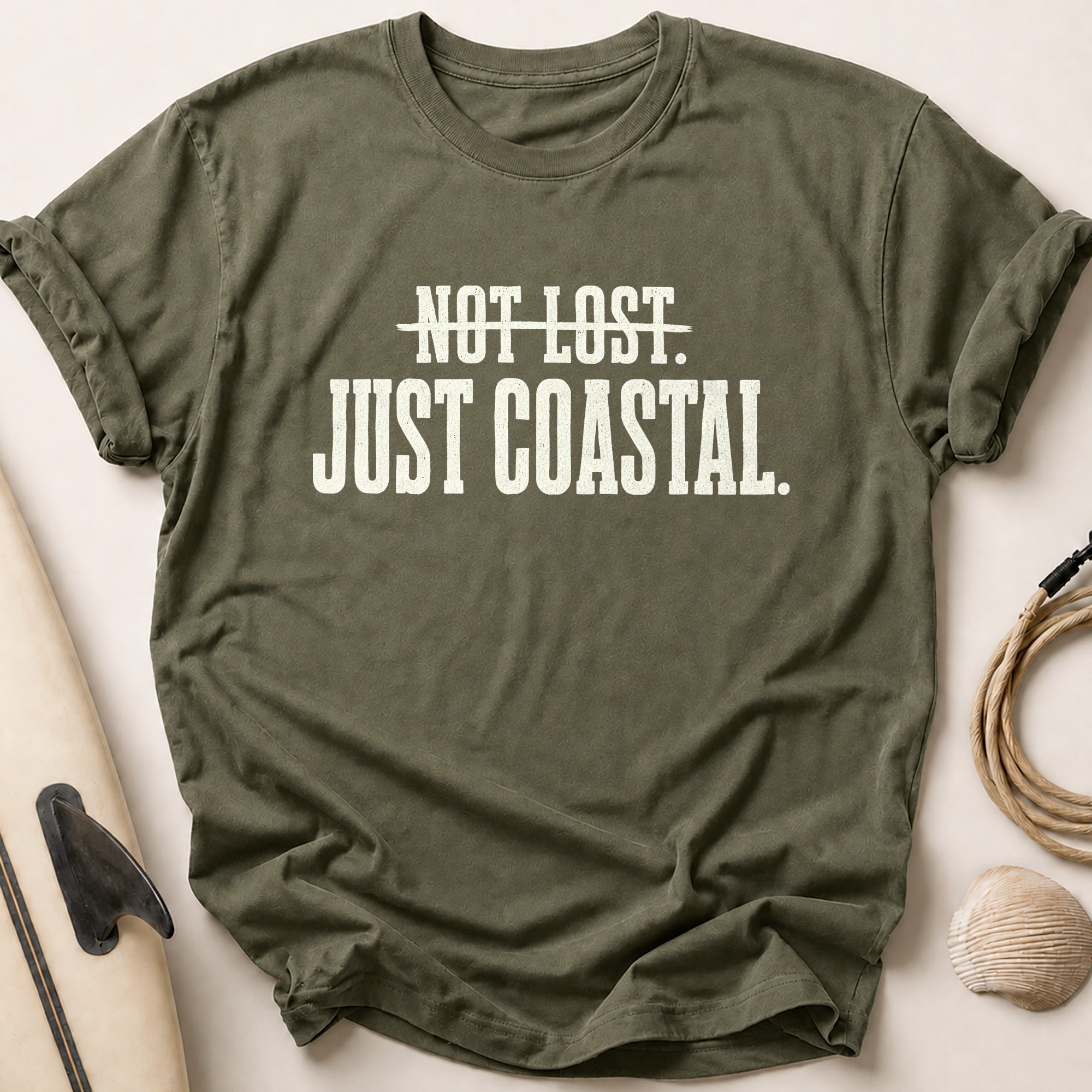 Not Lost Just Coastal Tee - Olive