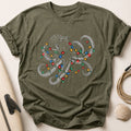 Octopus Christmas Lights 62 Tee - Olive