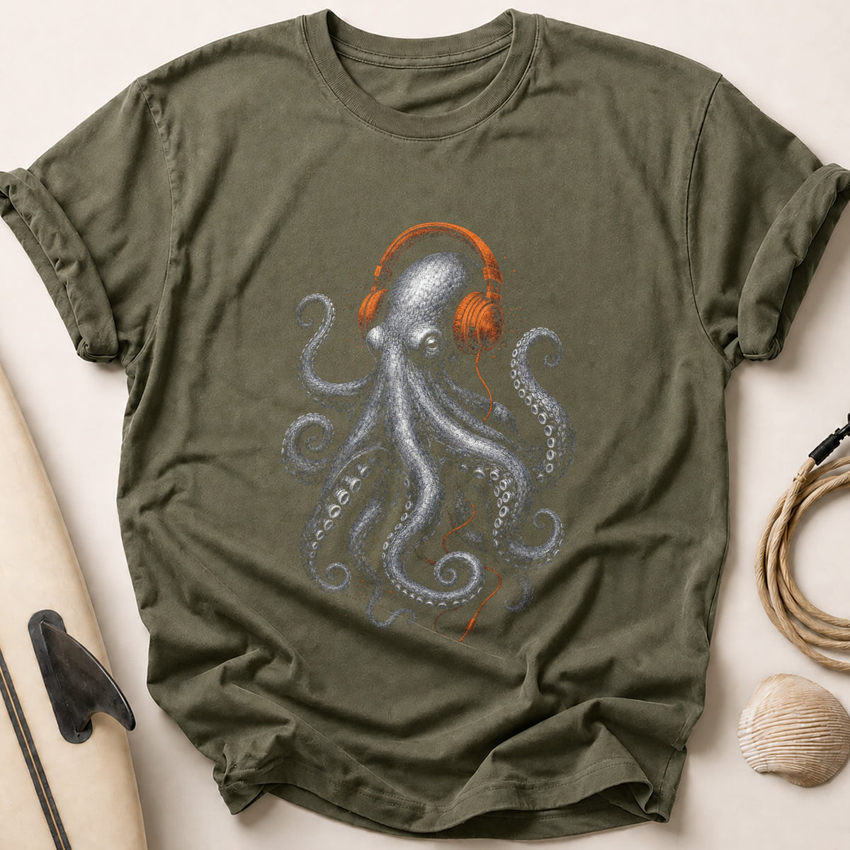 Octopus Headphones 60 Tee - Olive