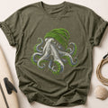Octopus In A Green Beanie 39 Tee - Olive